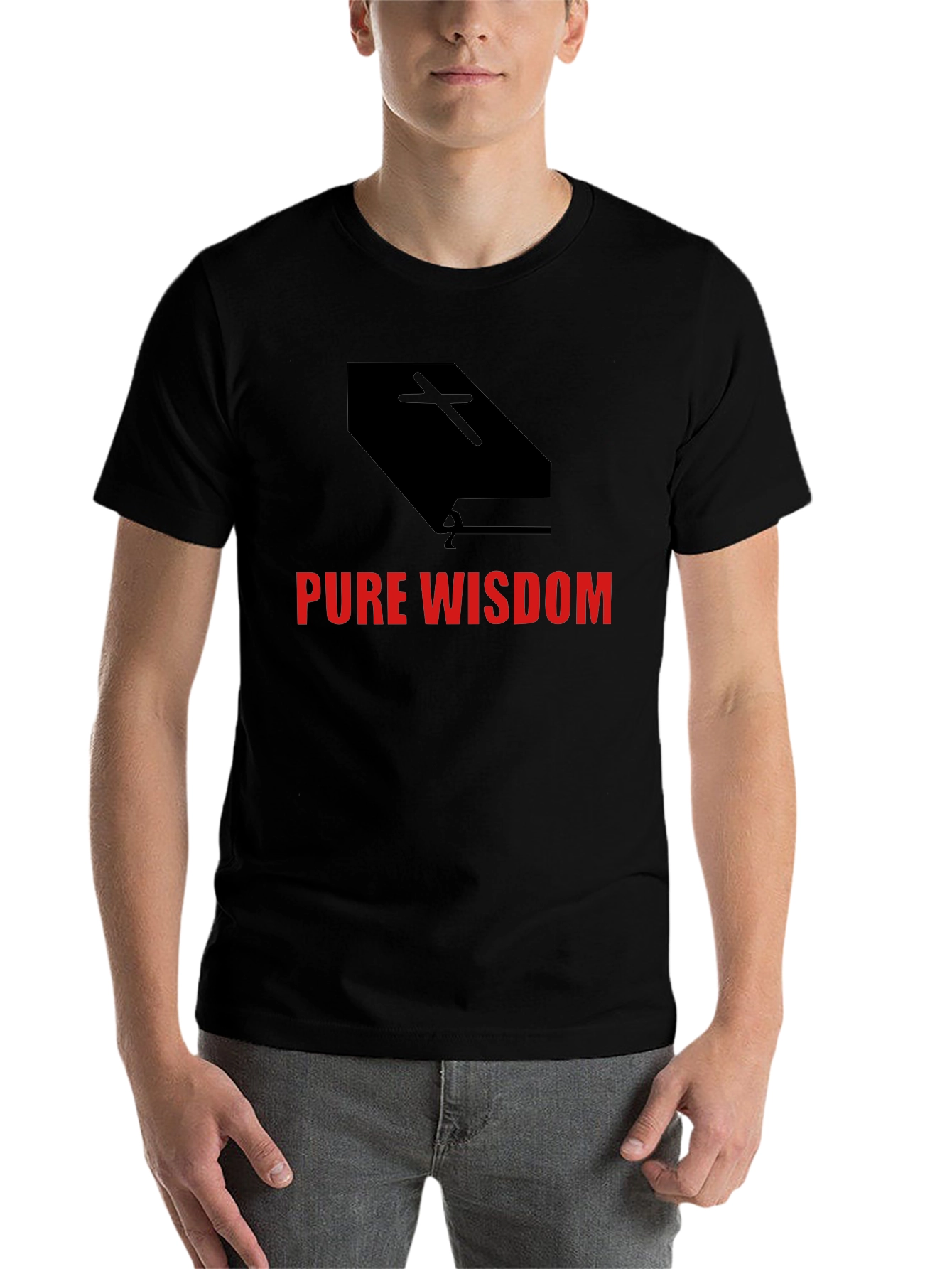 Black Pure Wisdom Graphic Tee - Black Cotton Blend view 7