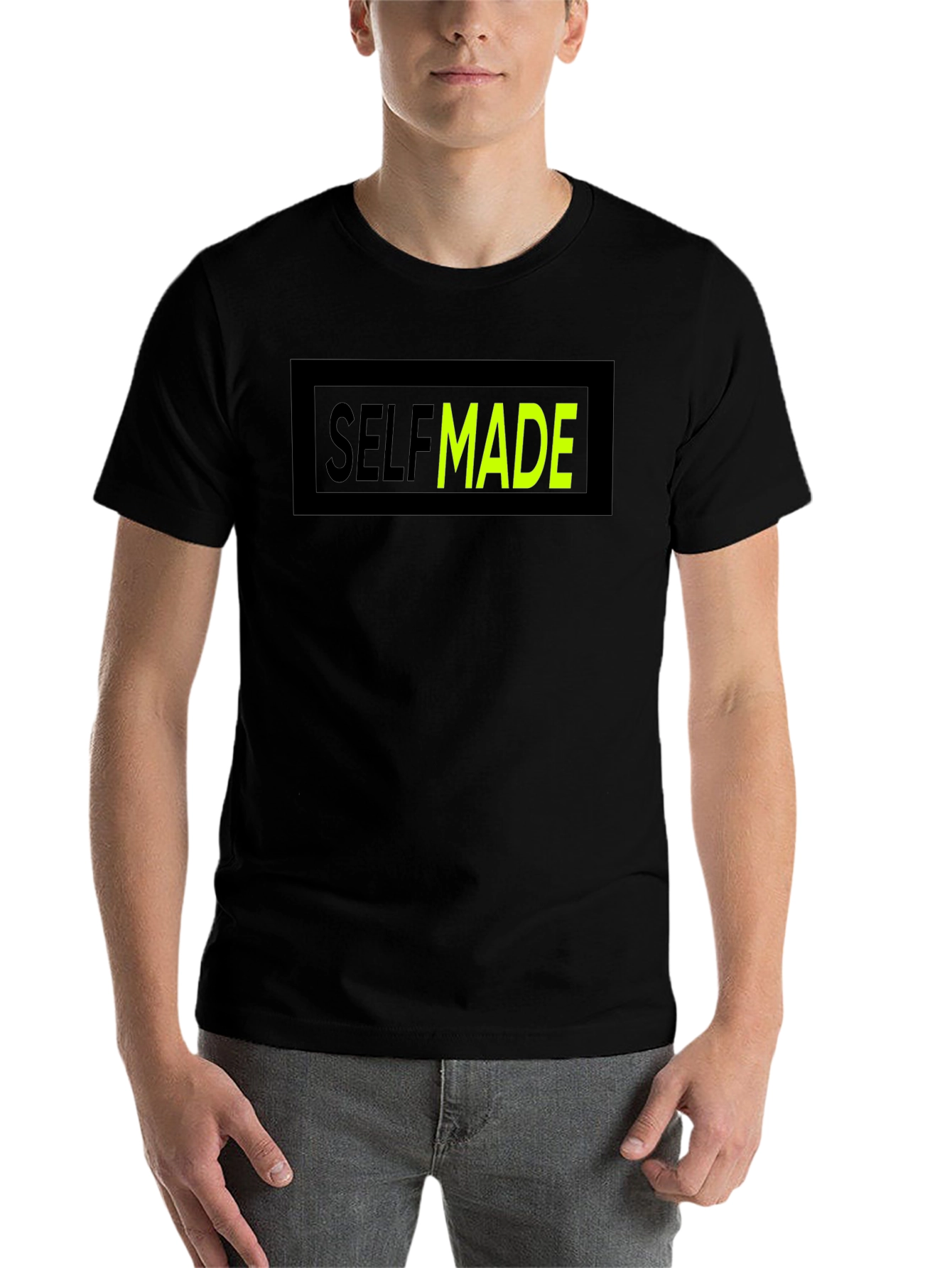 Black Self Made Graphic T-Shirt - Crew Neck Cotton Tee view 7