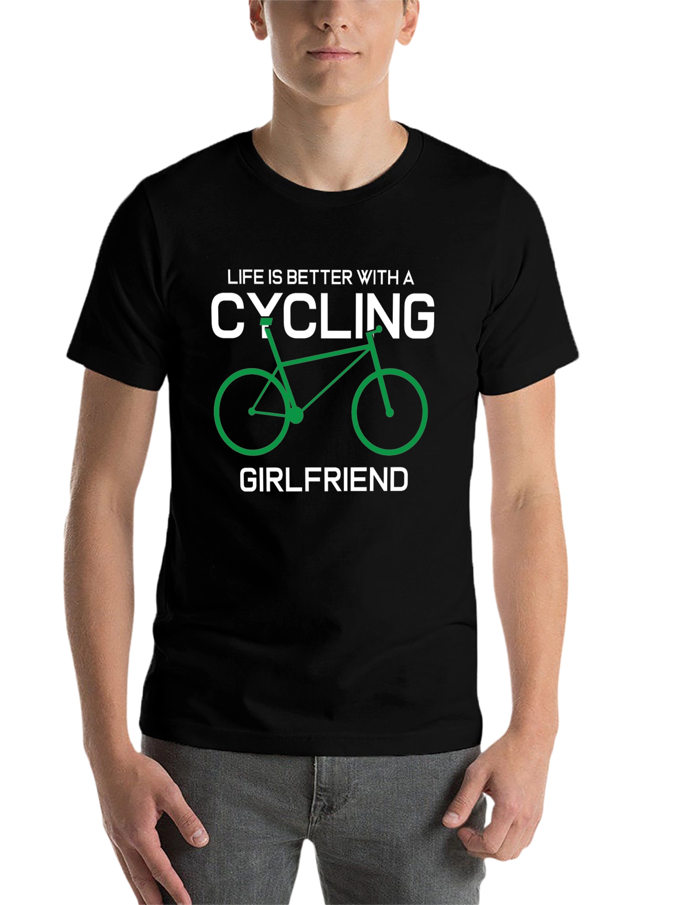 Black Cycling Girlfriend T-Shirt - Funny Bike Lover Tee view 7