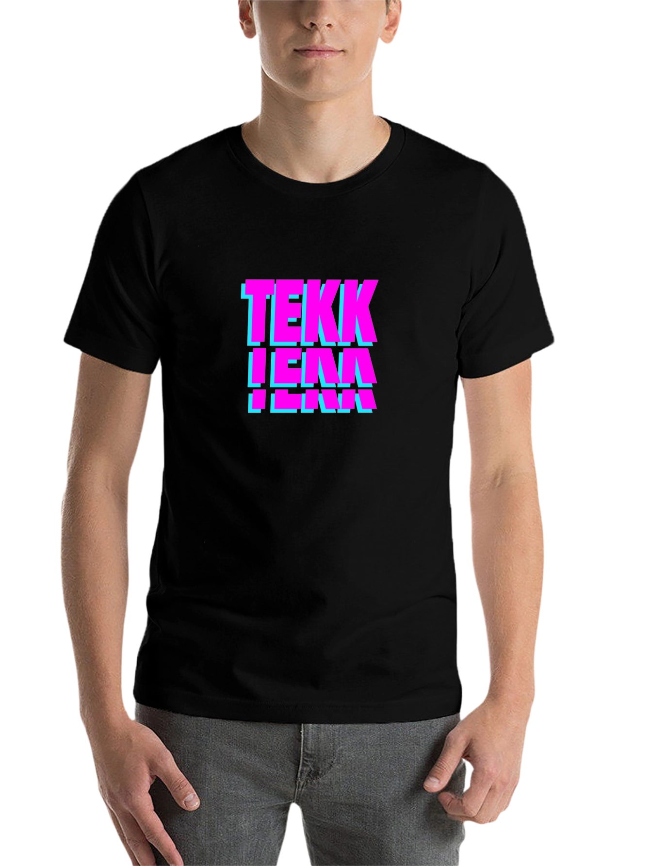 Black Tekk Tee: Retro Style Graphic T-Shirt view 7