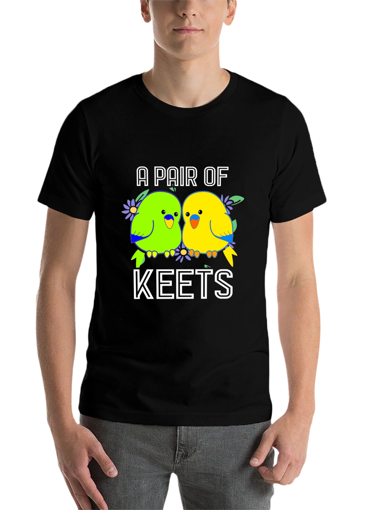 Black A Pair of Keets T-Shirt - Budgie Lover Tee view 7