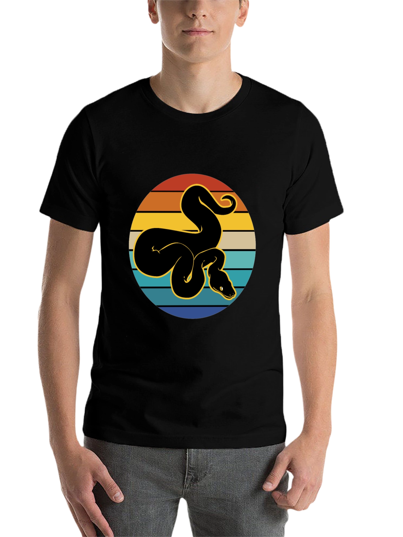 Black Retro Snake Graphic Tee - Black T-Shirt view 7