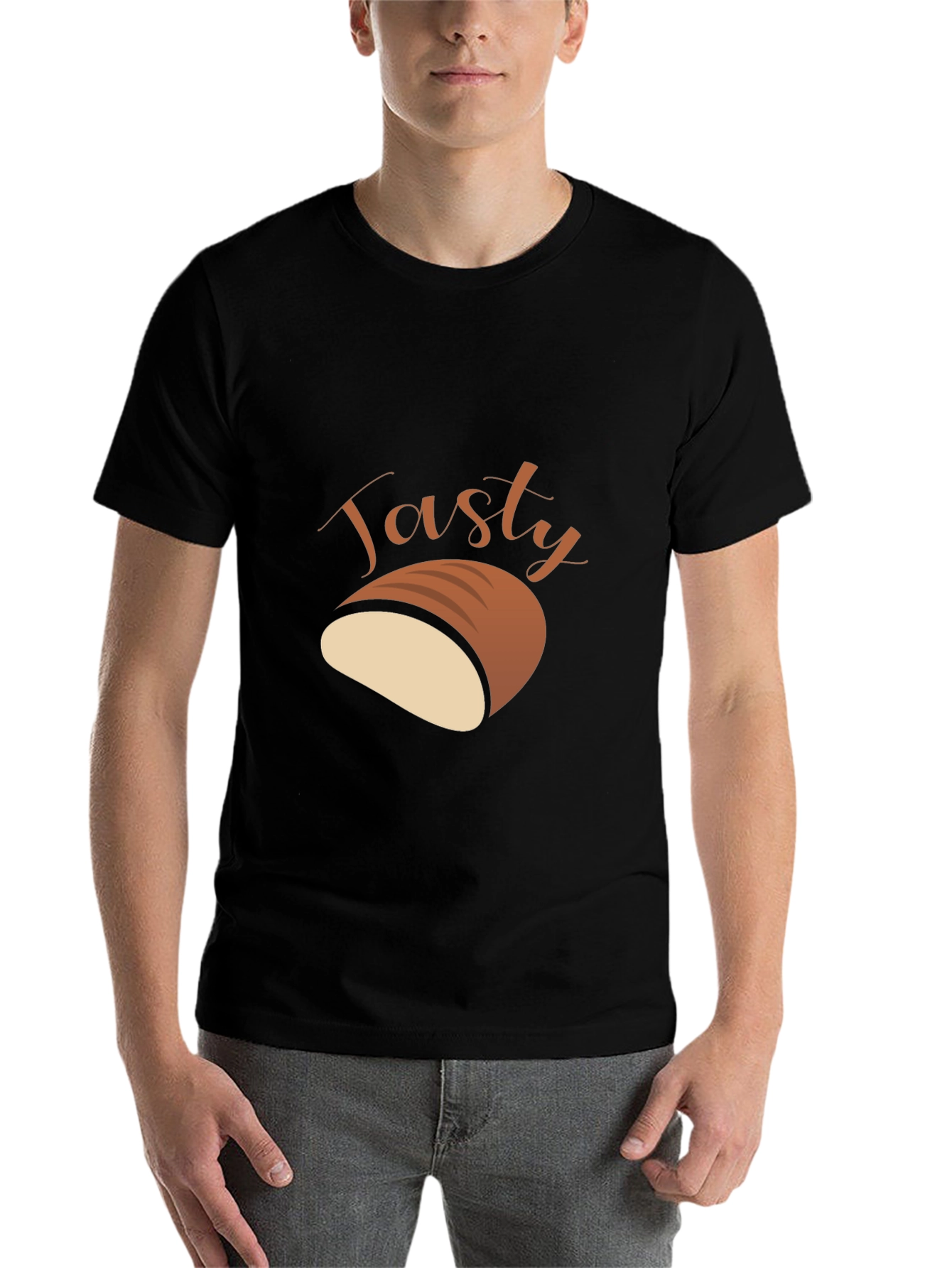 Black Tasty Bread Graphic T-Shirt - Unisex Casual Tee view 7