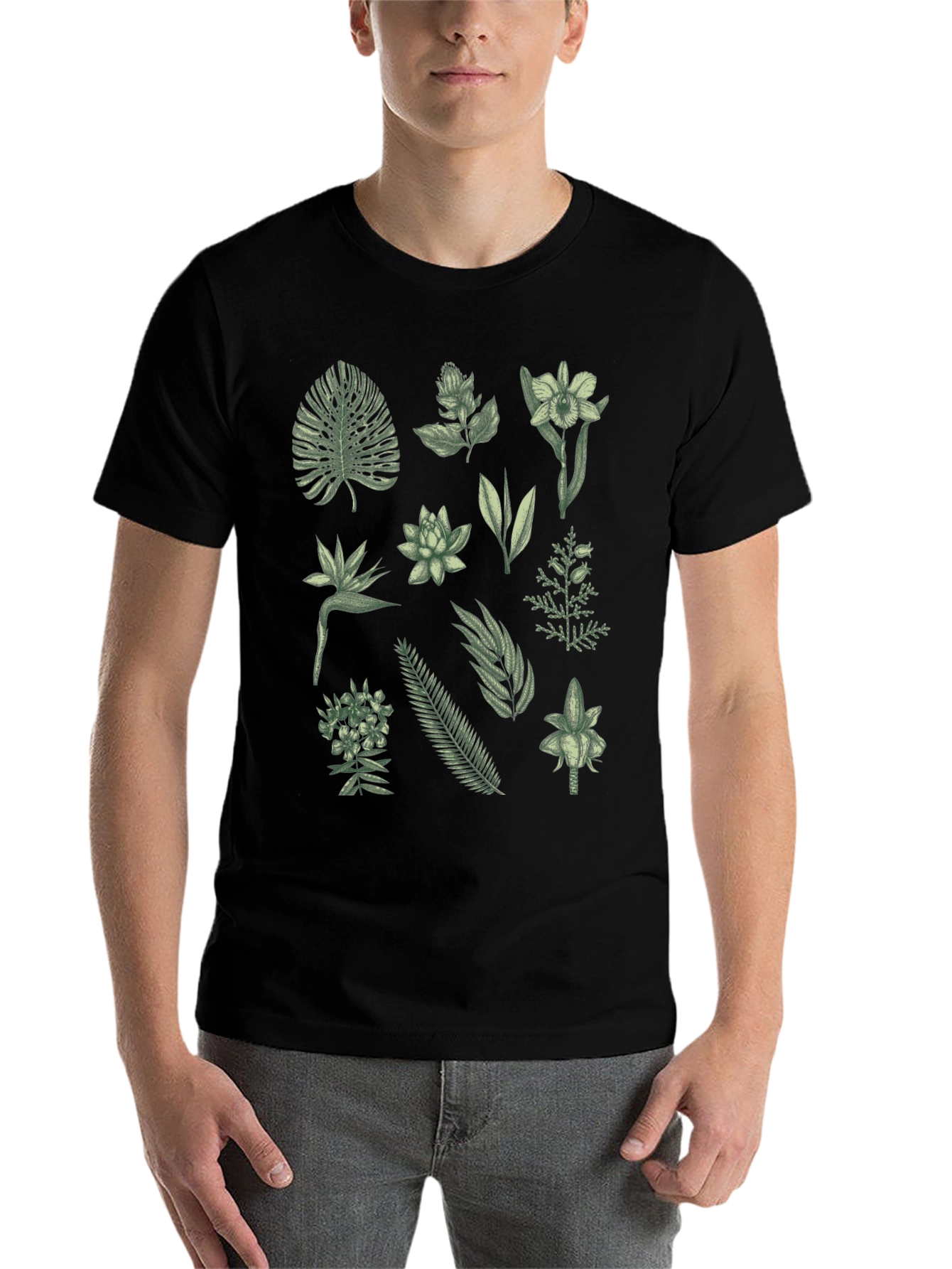 Black Botanical Print Black T-Shirt view 7