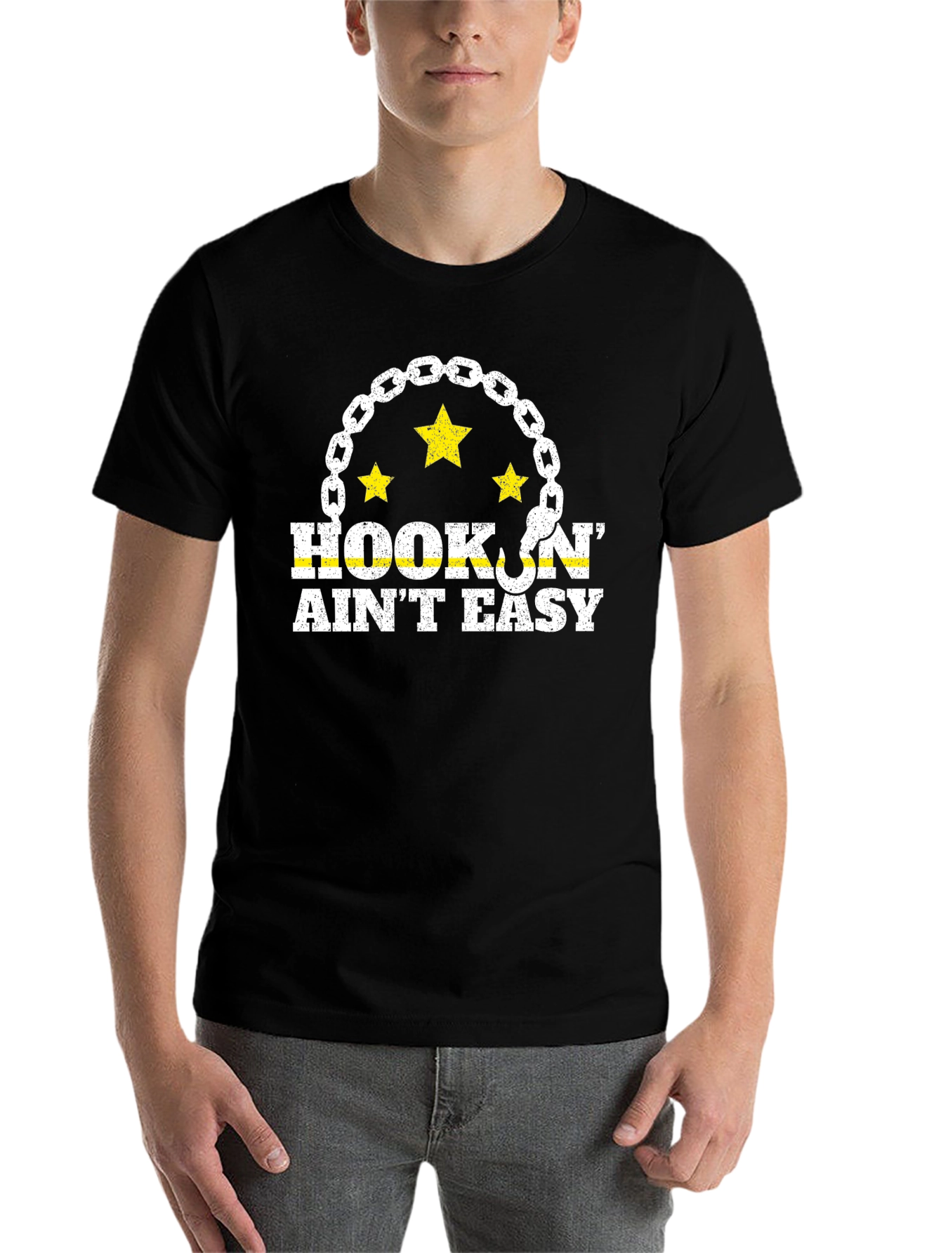 Black Hookin' Ain't Easy Black Graphic Tee view 7