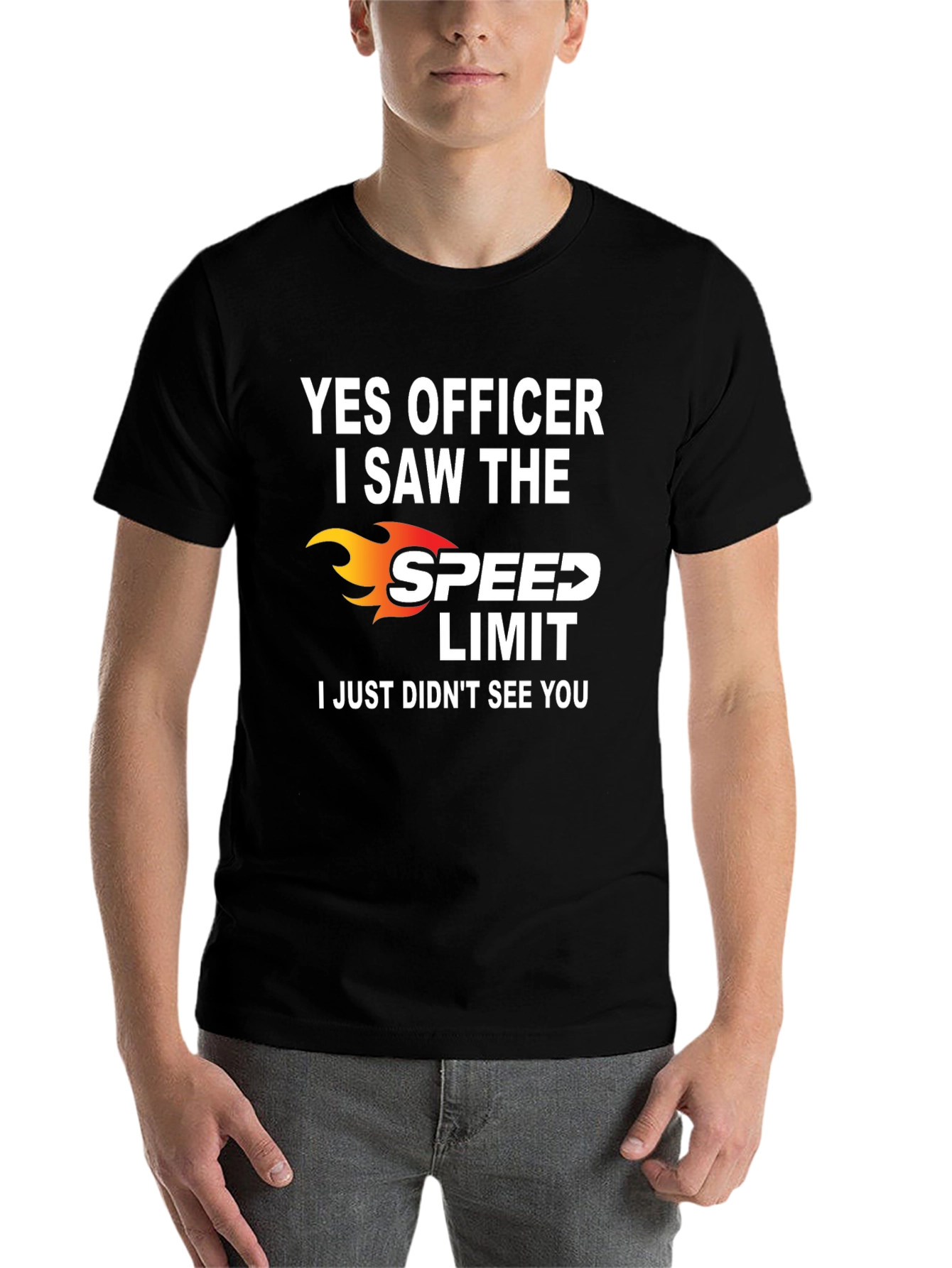 Black Funny Speed Limit T-Shirt - Yes Officer view 7