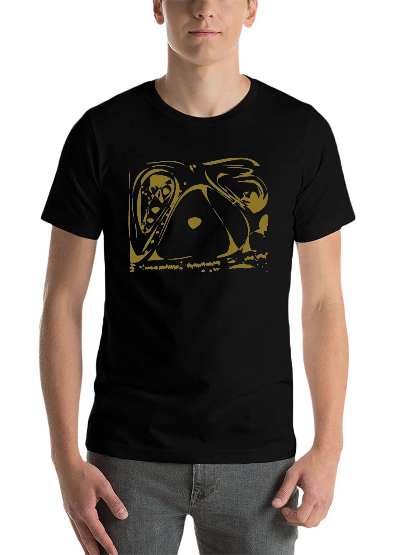 Black Abstract Art Graphic Tee - Modern Casual Style view 7