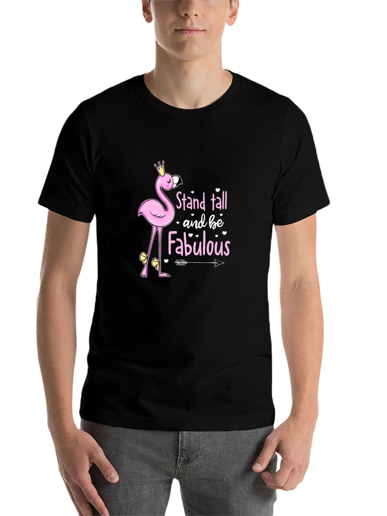 Black Stand Tall Flamingo Graphic Tee view 7