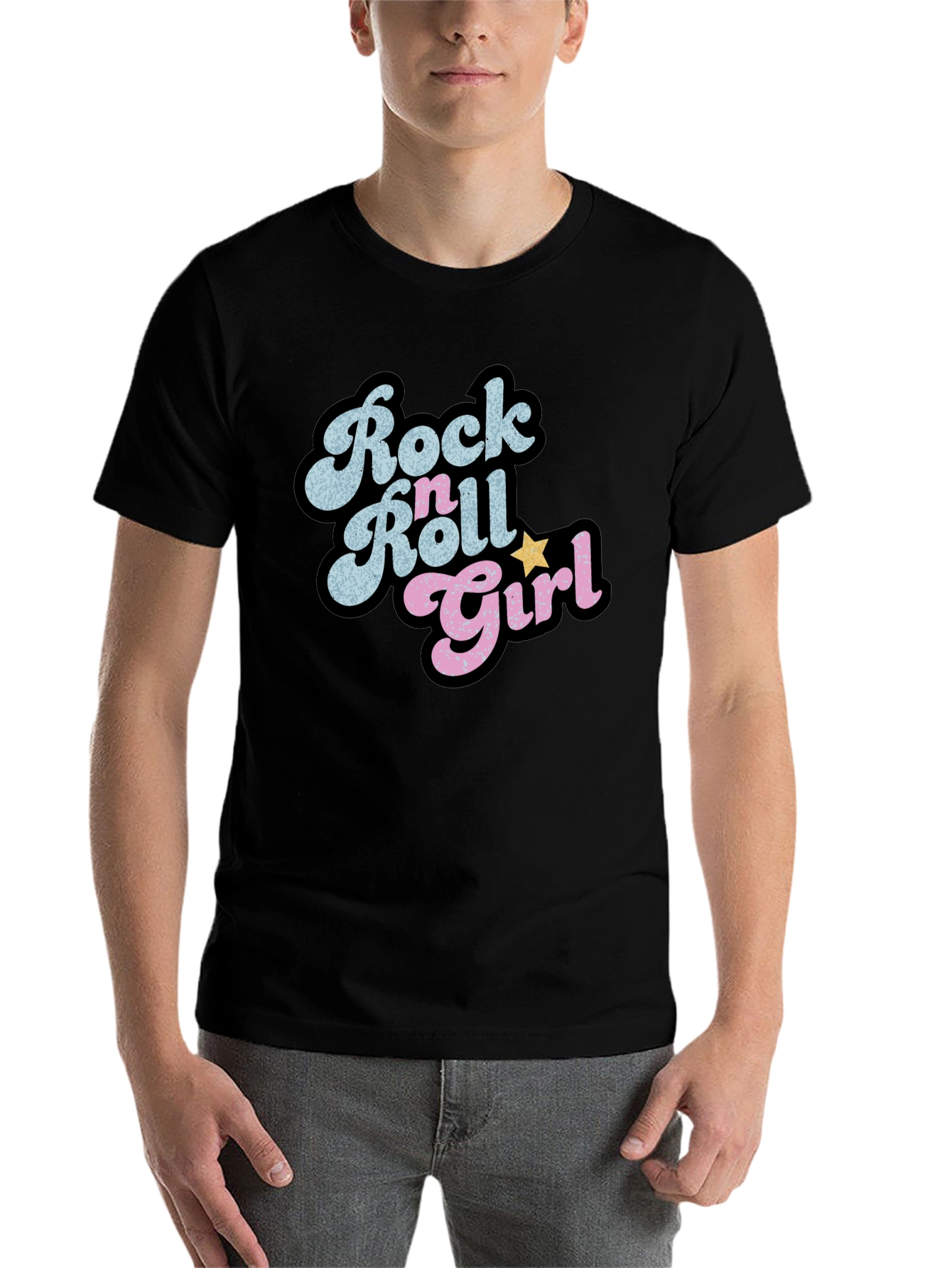 Black Rock n Roll Girl Black Graphic Tee view 7