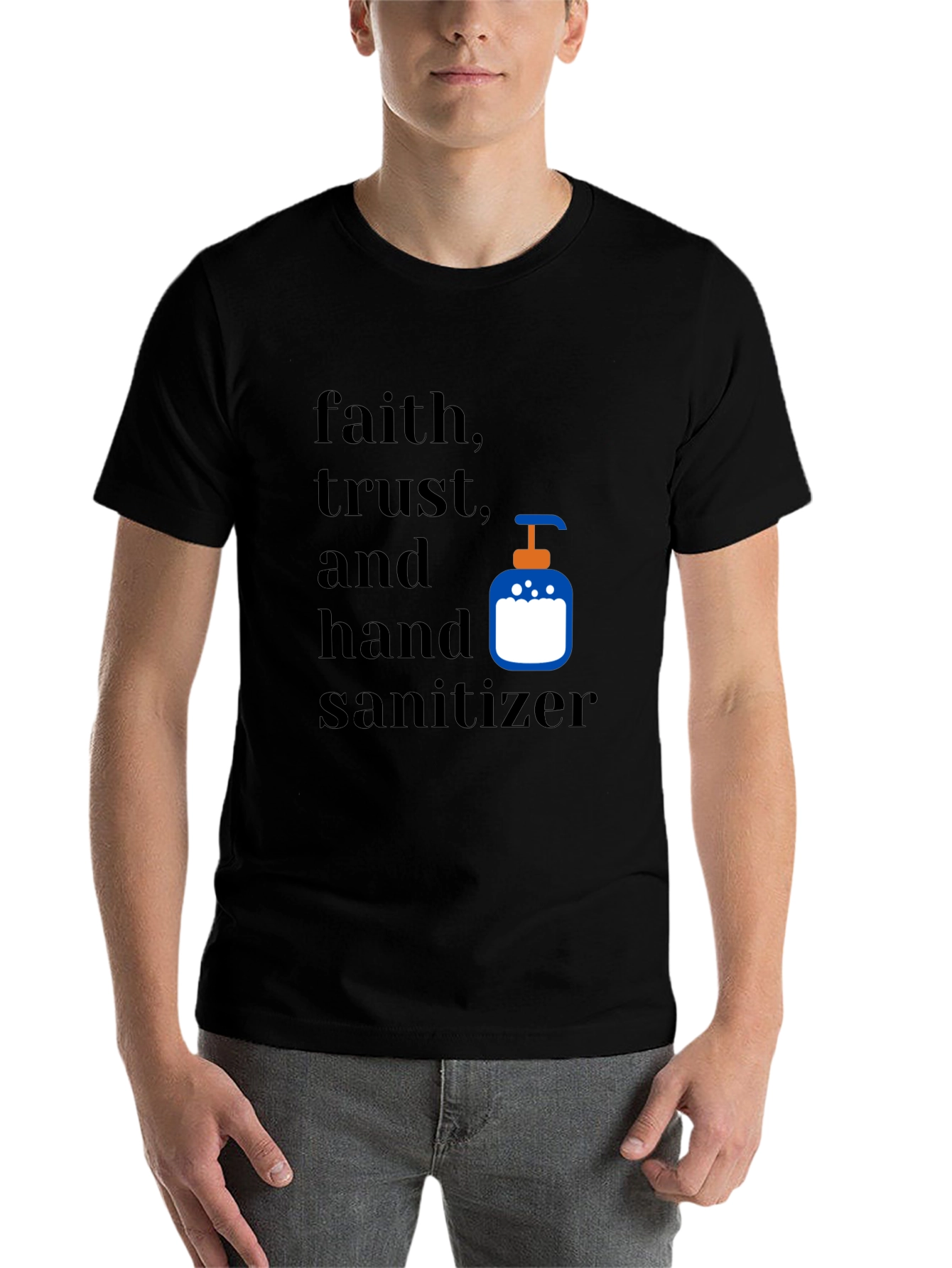 Black Faith, Trust, & Hand Sanitizer Graphic Tee view 7