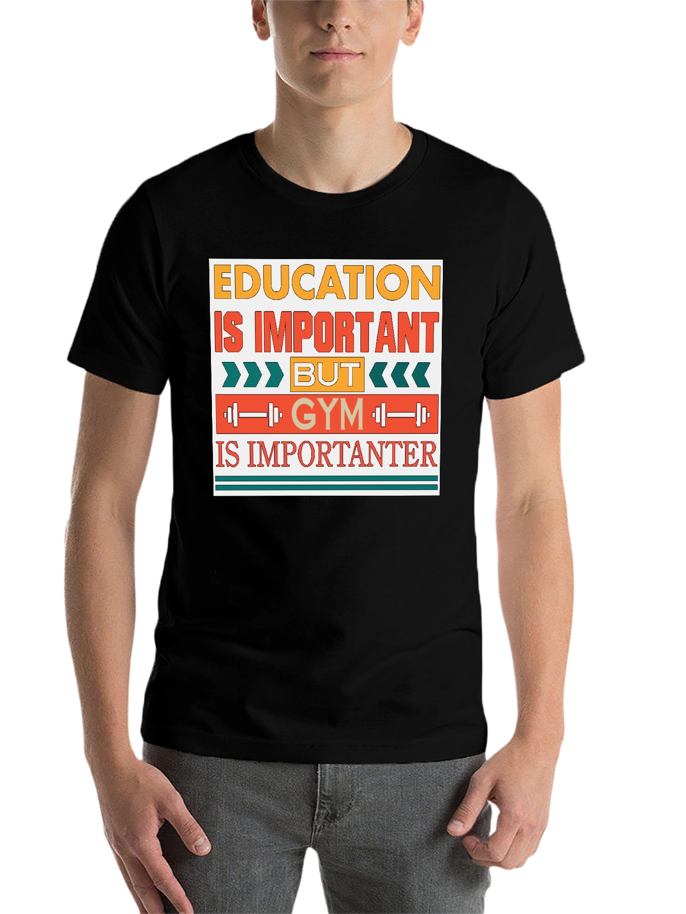 Black Education Important, Gym Importanter T-Shirt view 7