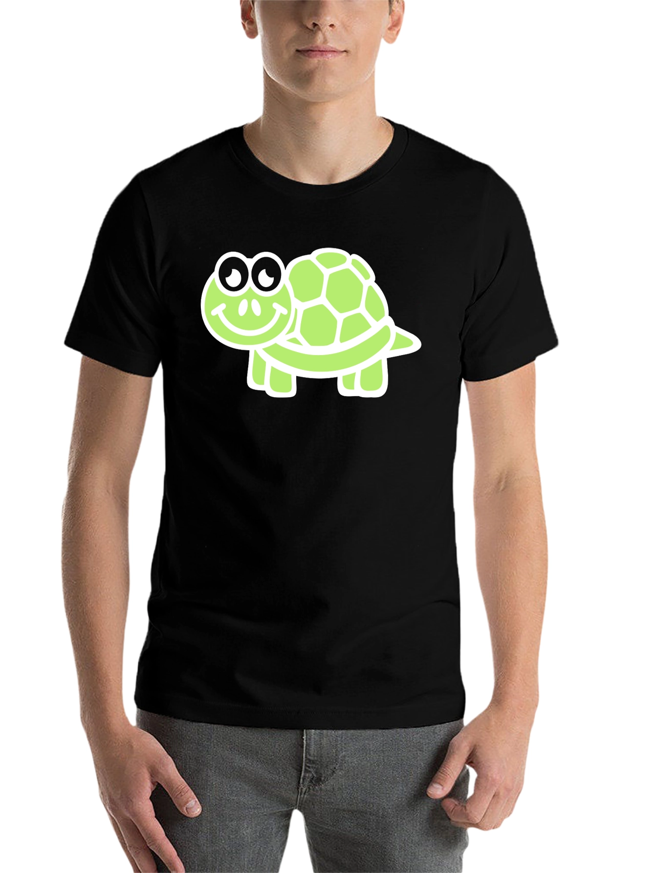 Black Cute Turtle Graphic Tee - Black view 7