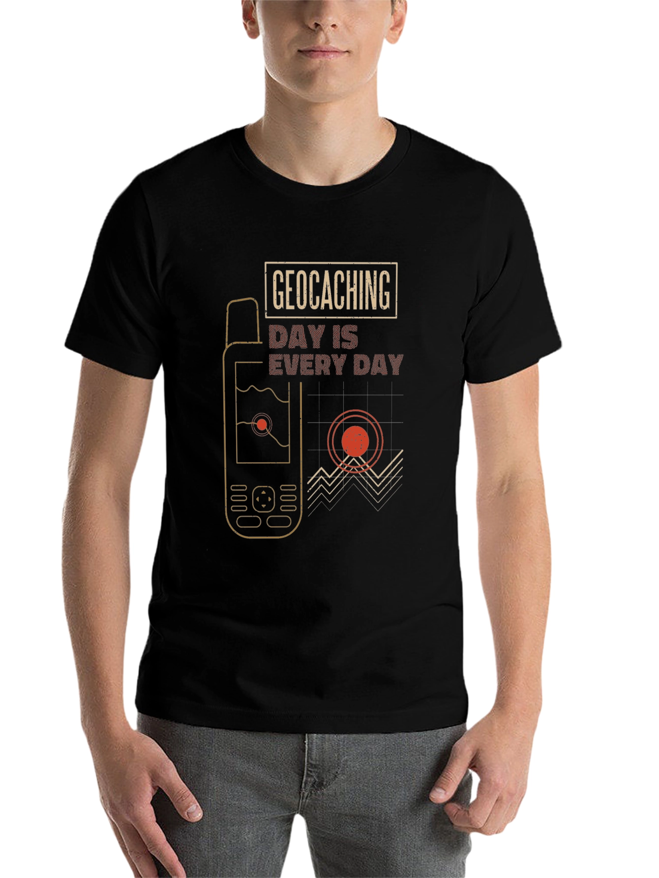 Black Geocaching Day Is Every Day Graphic T-Shirt view 7