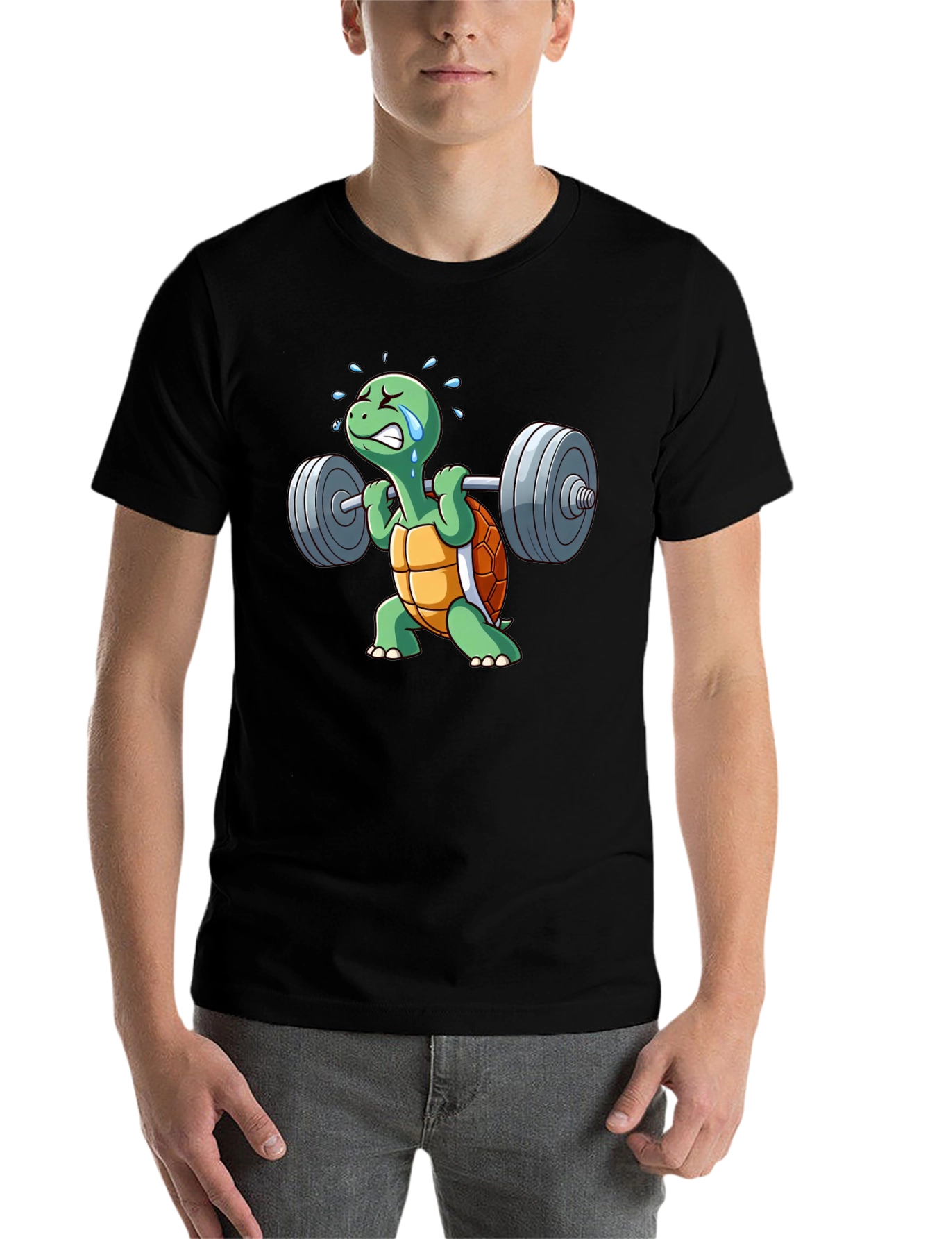 Black Turtle Gym T-Shirt - Funny Weightlifting Design view 7