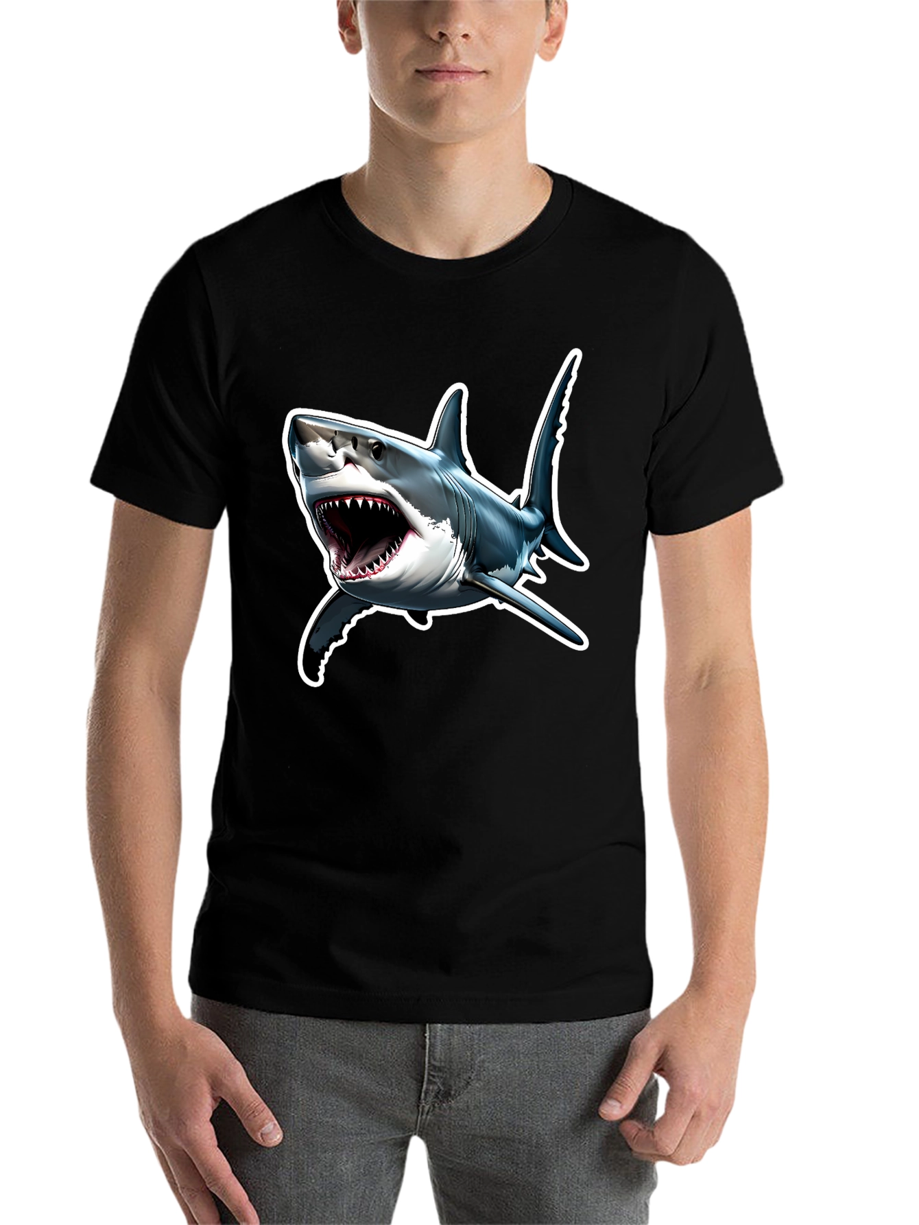 Black Shark Attack T-Shirt - Bold Graphic Tee view 7