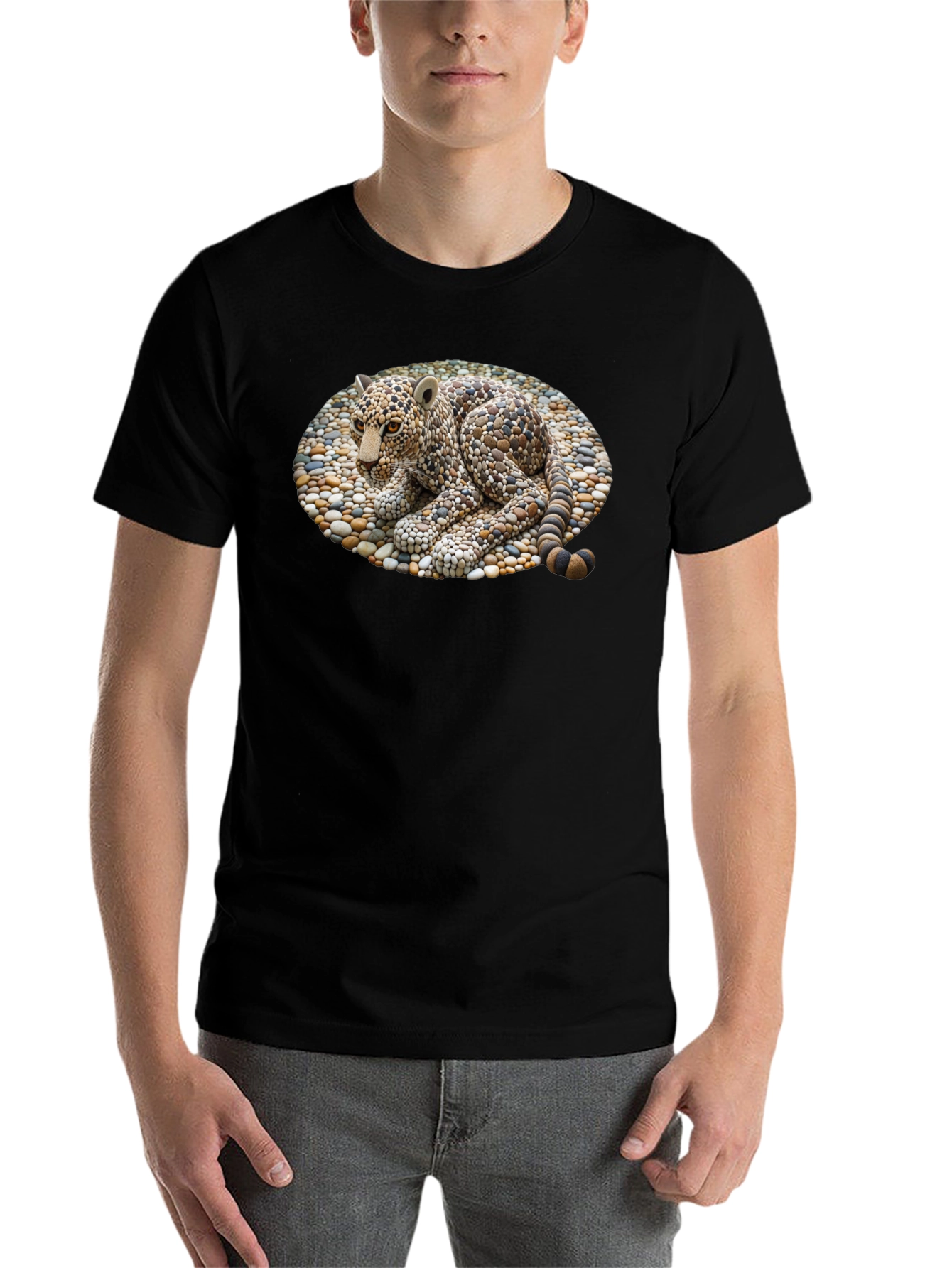 Black Stone Leopard Graphic Tee - Unique Design view 7