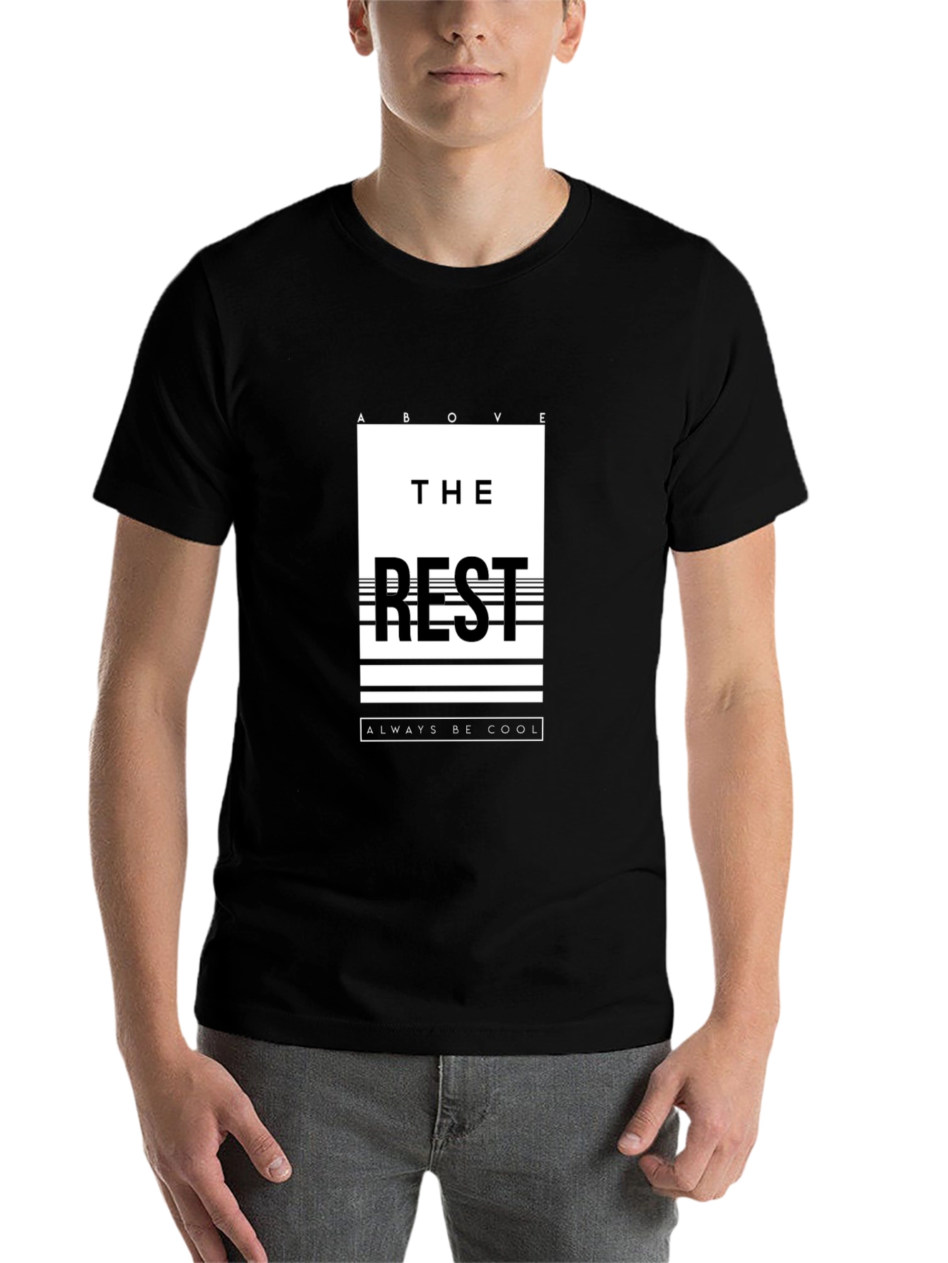 Black Stylish Black T-Shirt with 'Above the Rest' Graphic view 7