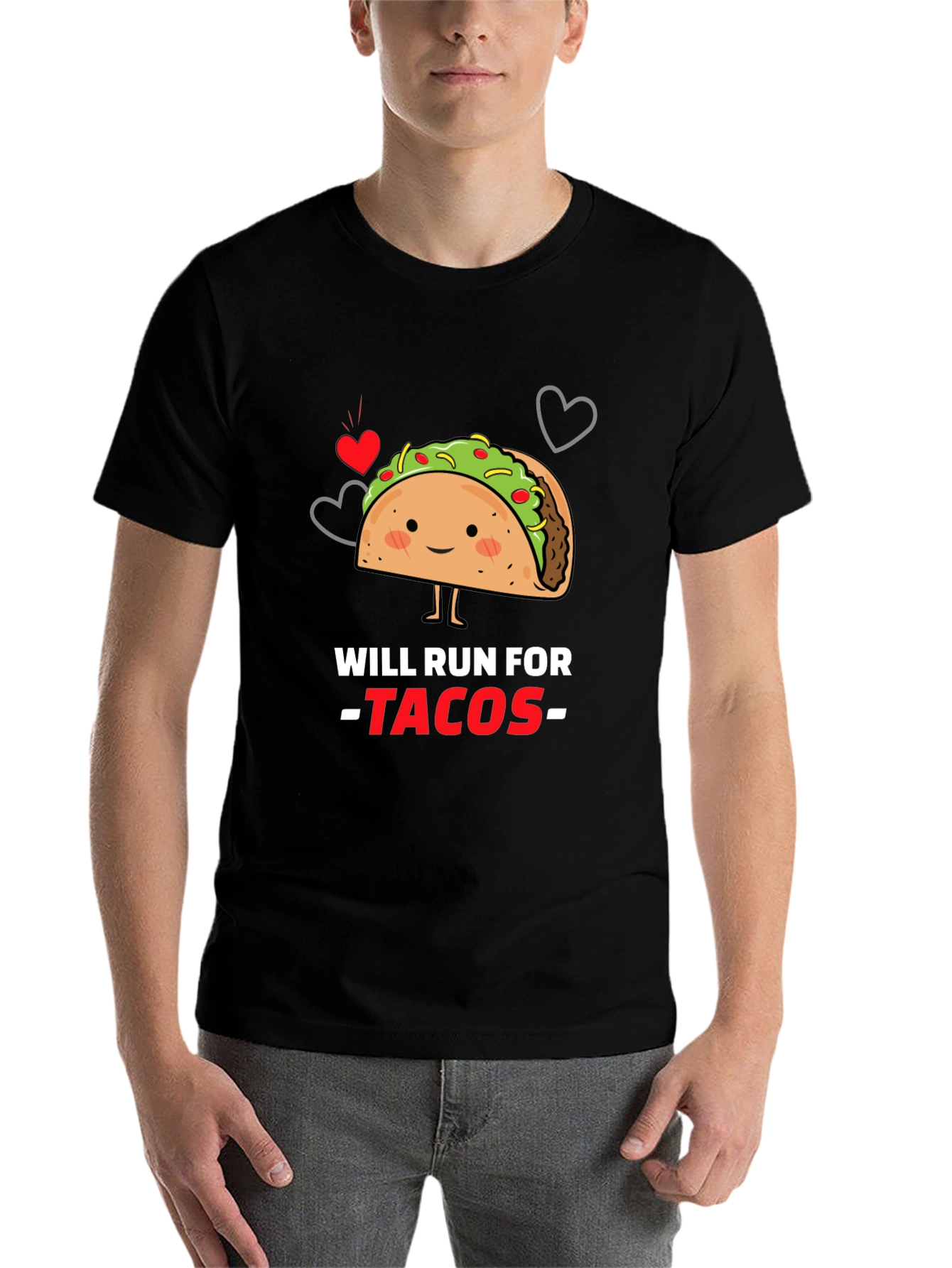 Black Will Run For Tacos Graphic T-Shirt view 7