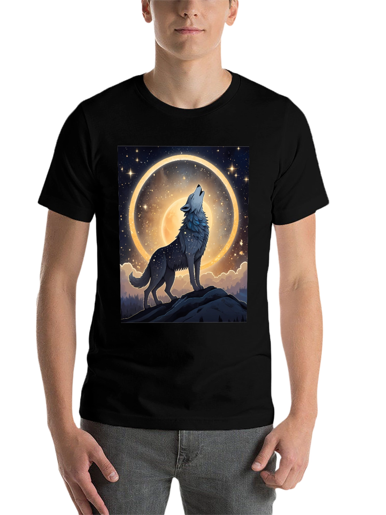 Wolf Howling at Moon T-Shirt - 7