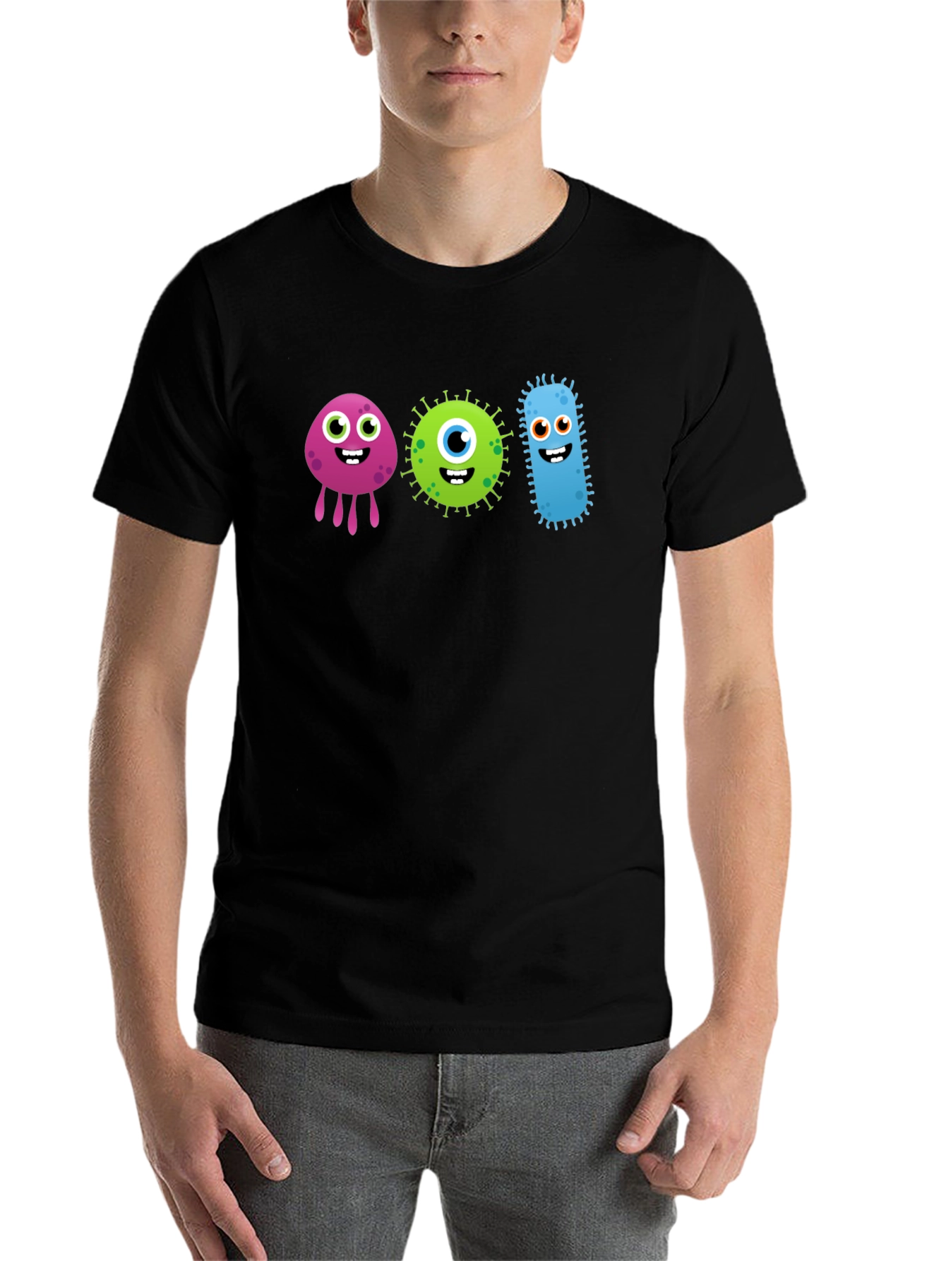Black Cute Germs Black T-Shirt view 7