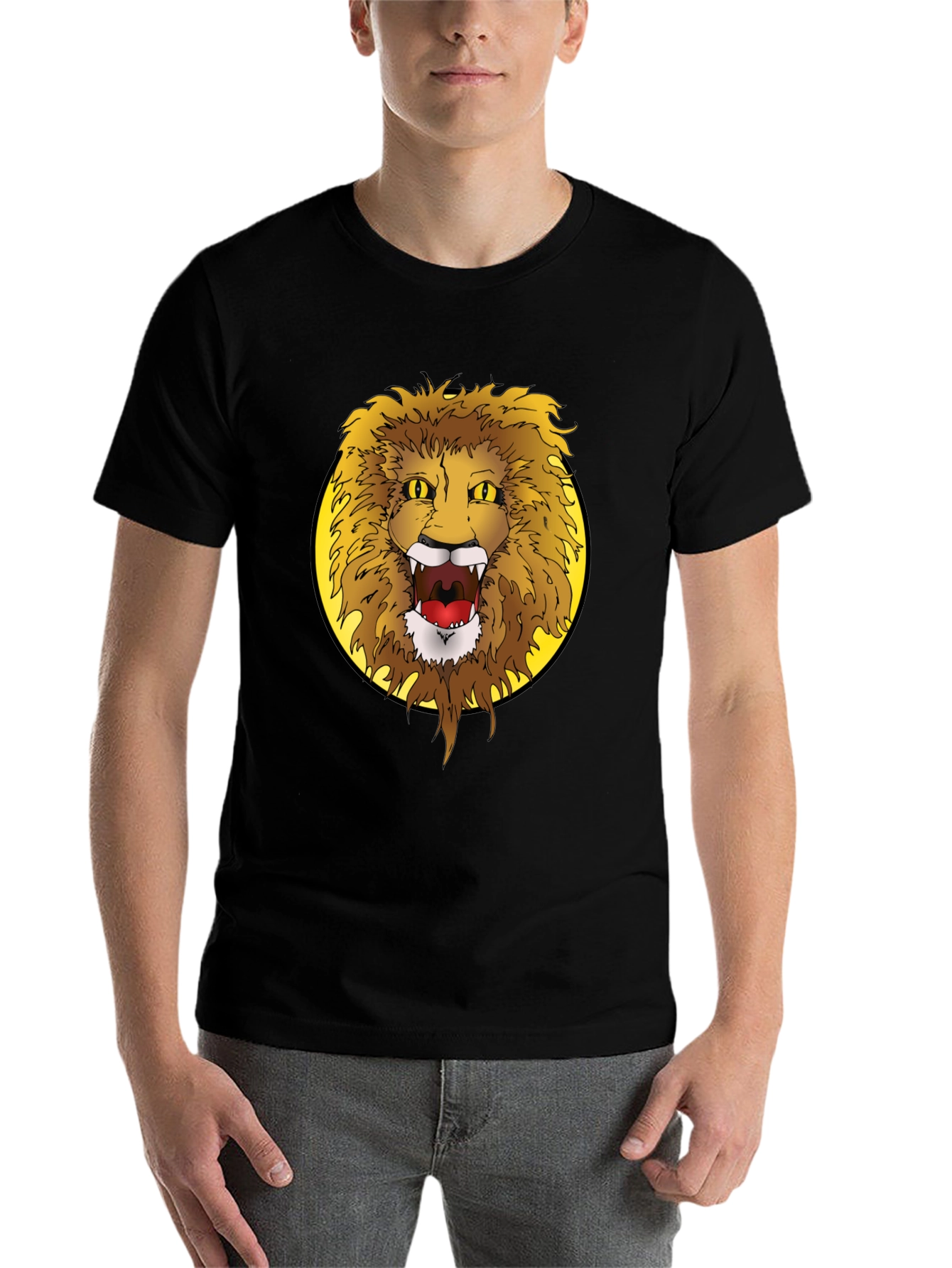 Black Lion Graphic Tee - Fierce Animal Print T-Shirt view 7
