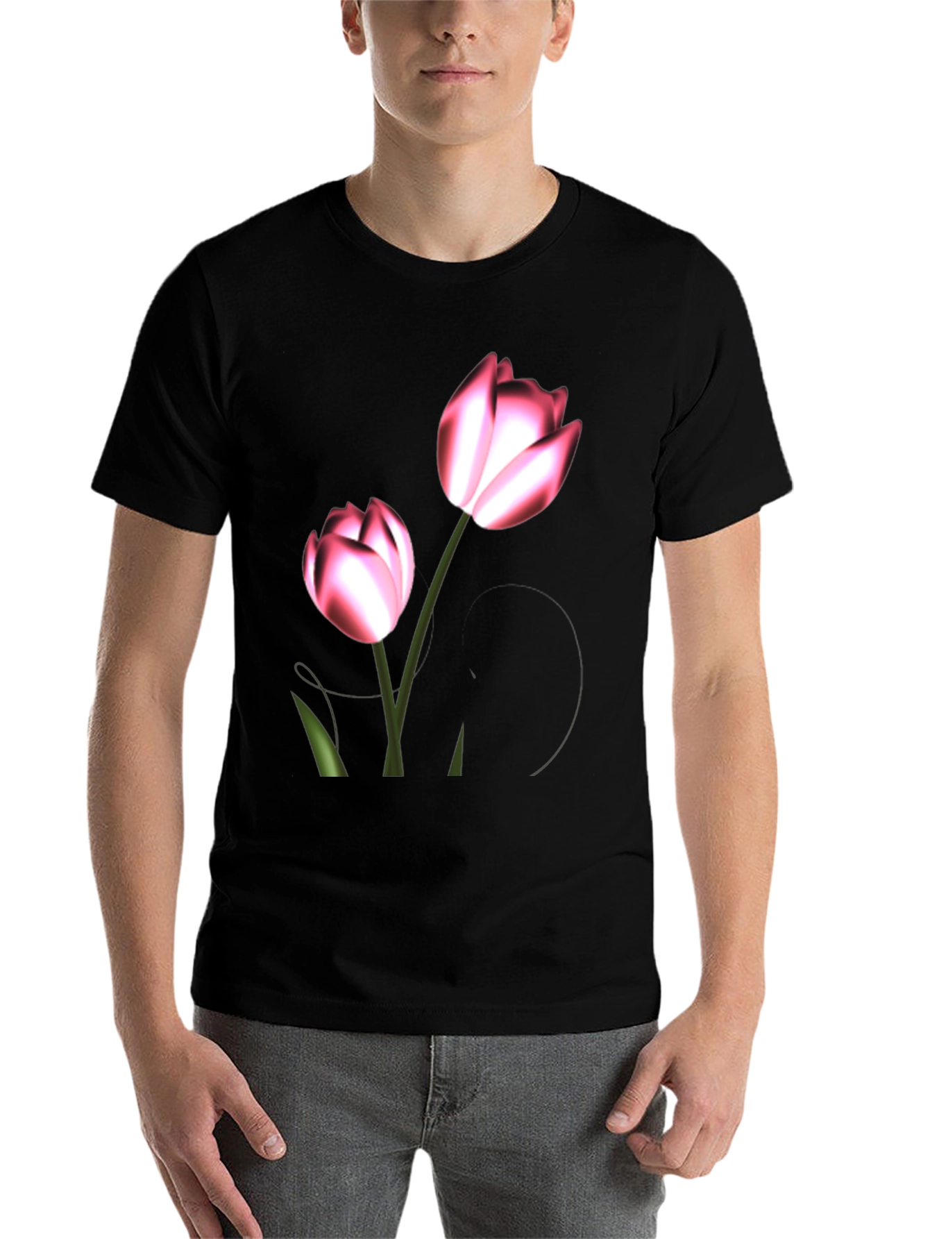 Black Floral Print Black T-Shirt view 7