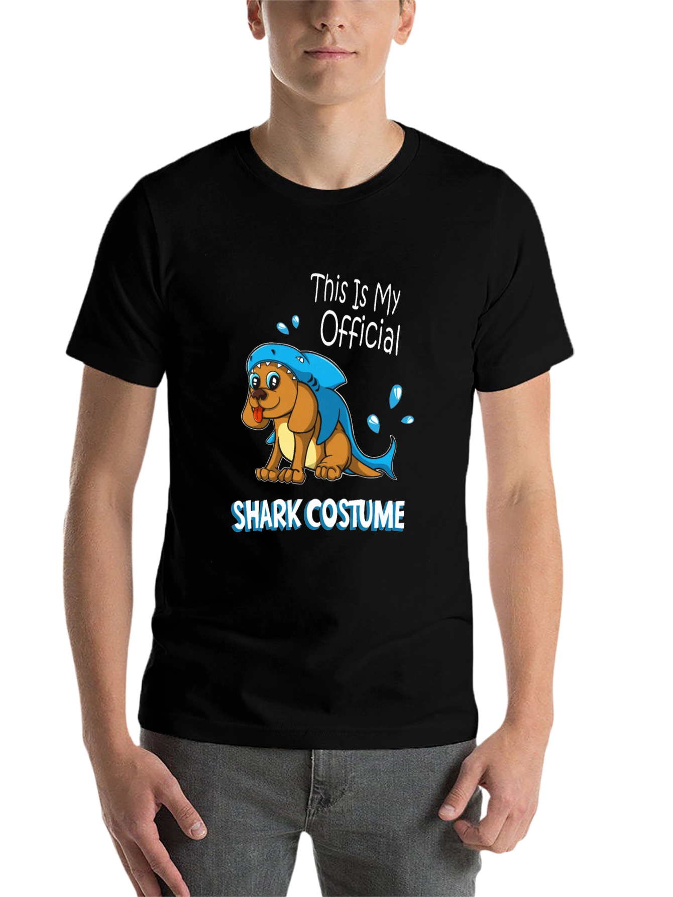 Black Dog Shark Costume Graphic T-Shirt view 7