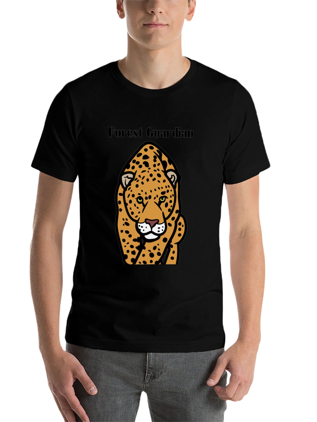 Black Forest Guardian Leopard Graphic Tee - Black view 7