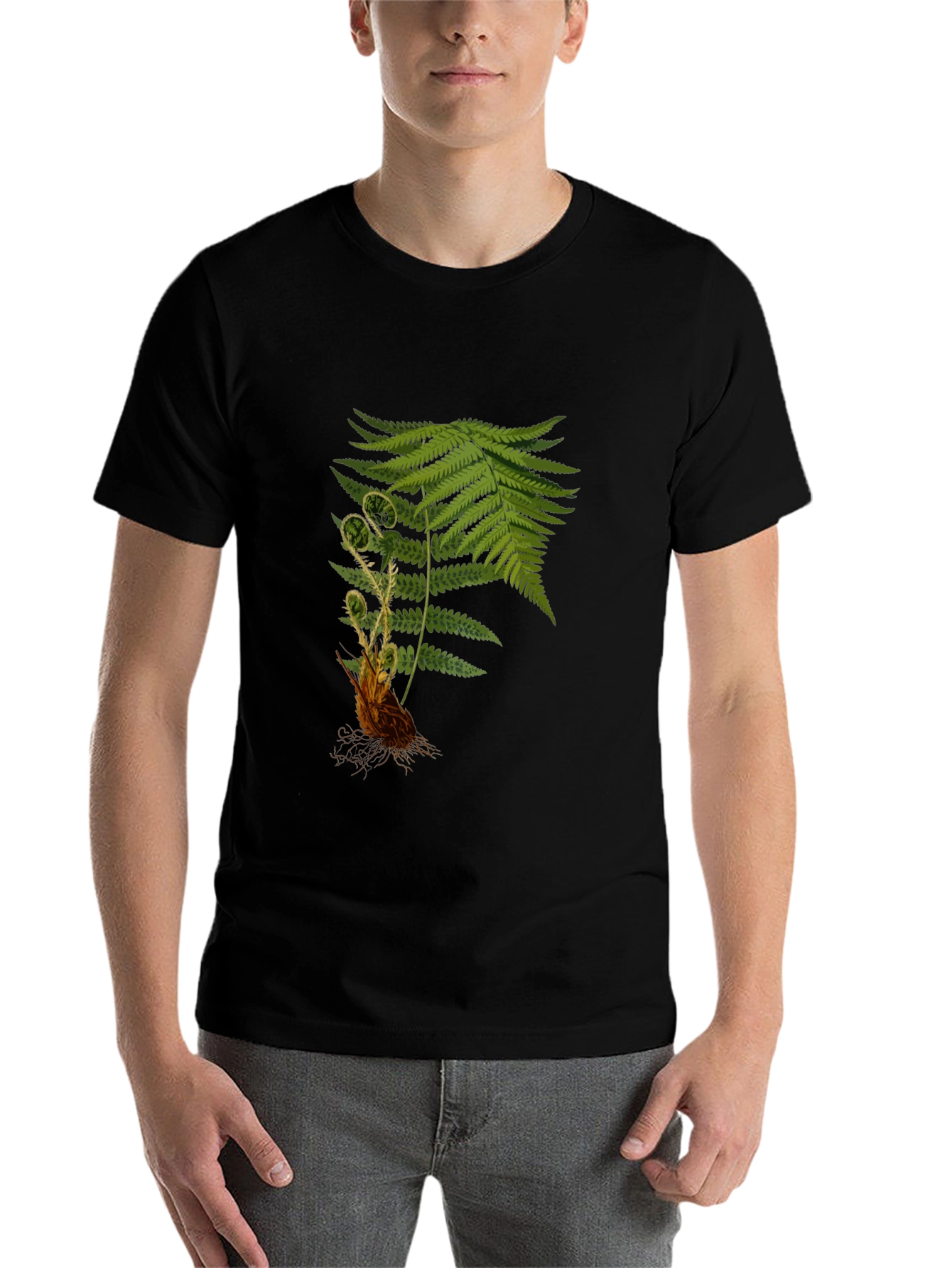 Black Fern Print Black T-Shirt view 7