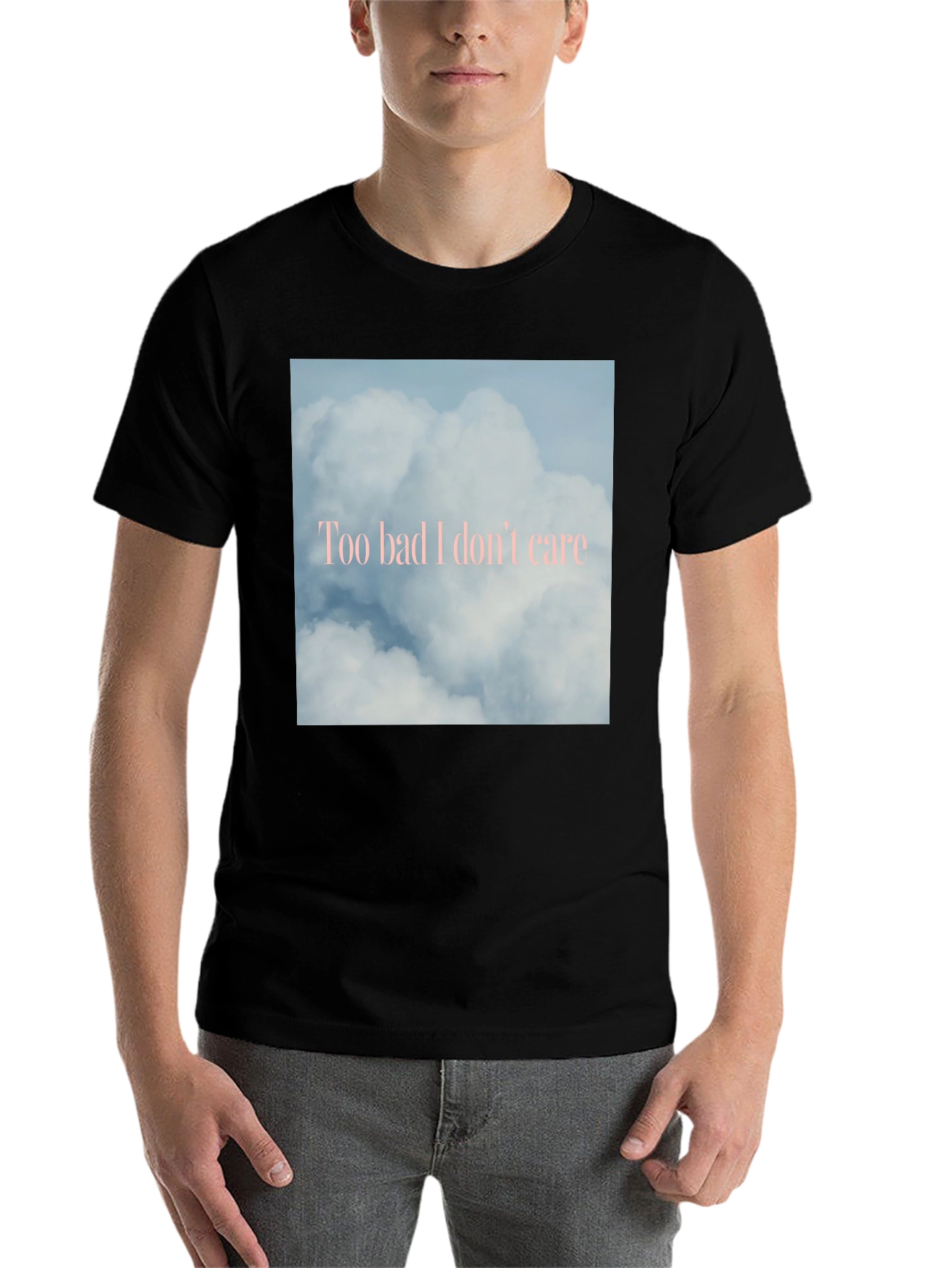 Black Too Bad I Don't Care Cloud Graphic Tee view 7