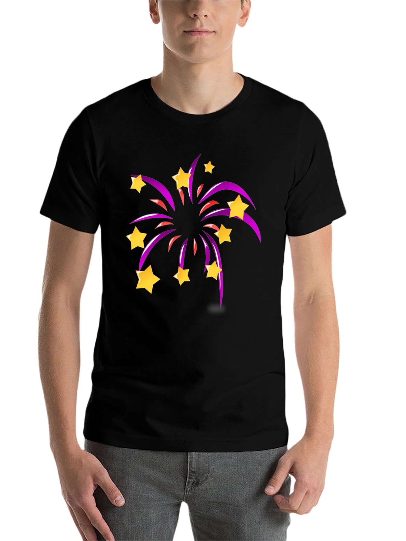Black Star Fireworks Graphic Black T-Shirt view 7