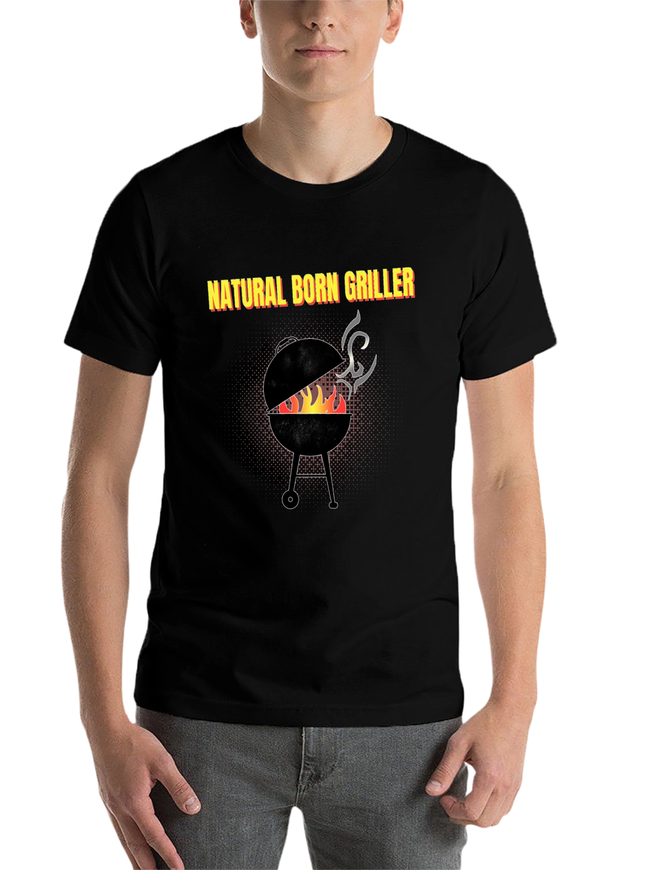 Black Natural Born Griller T-Shirt - BBQ Grill Master Tee view 7