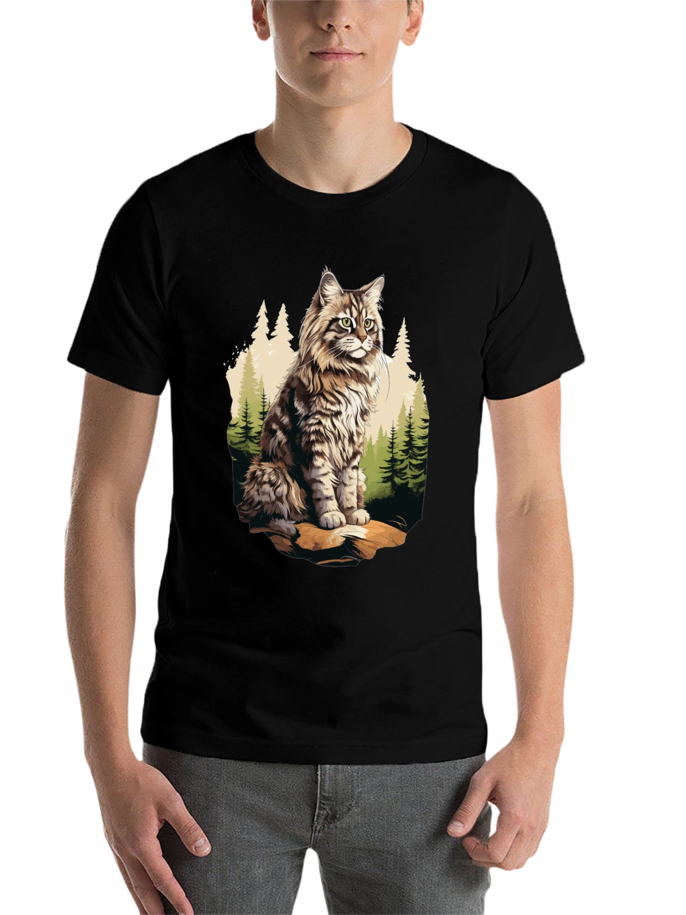 Black Cat in the Woods Graphic Tee view 7