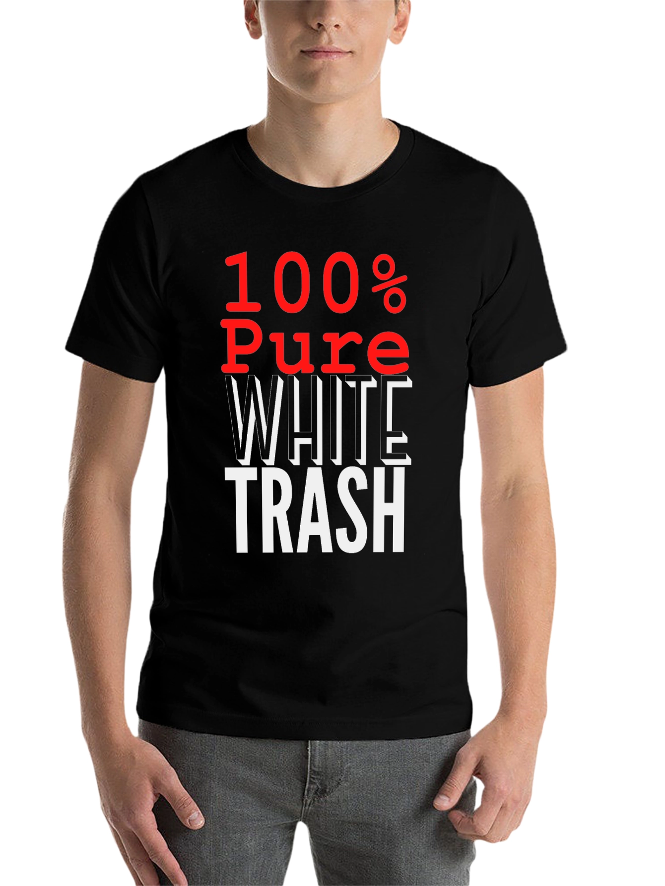 Black 100% Pure White Trash T-Shirt - Bold Statement Tee view 7