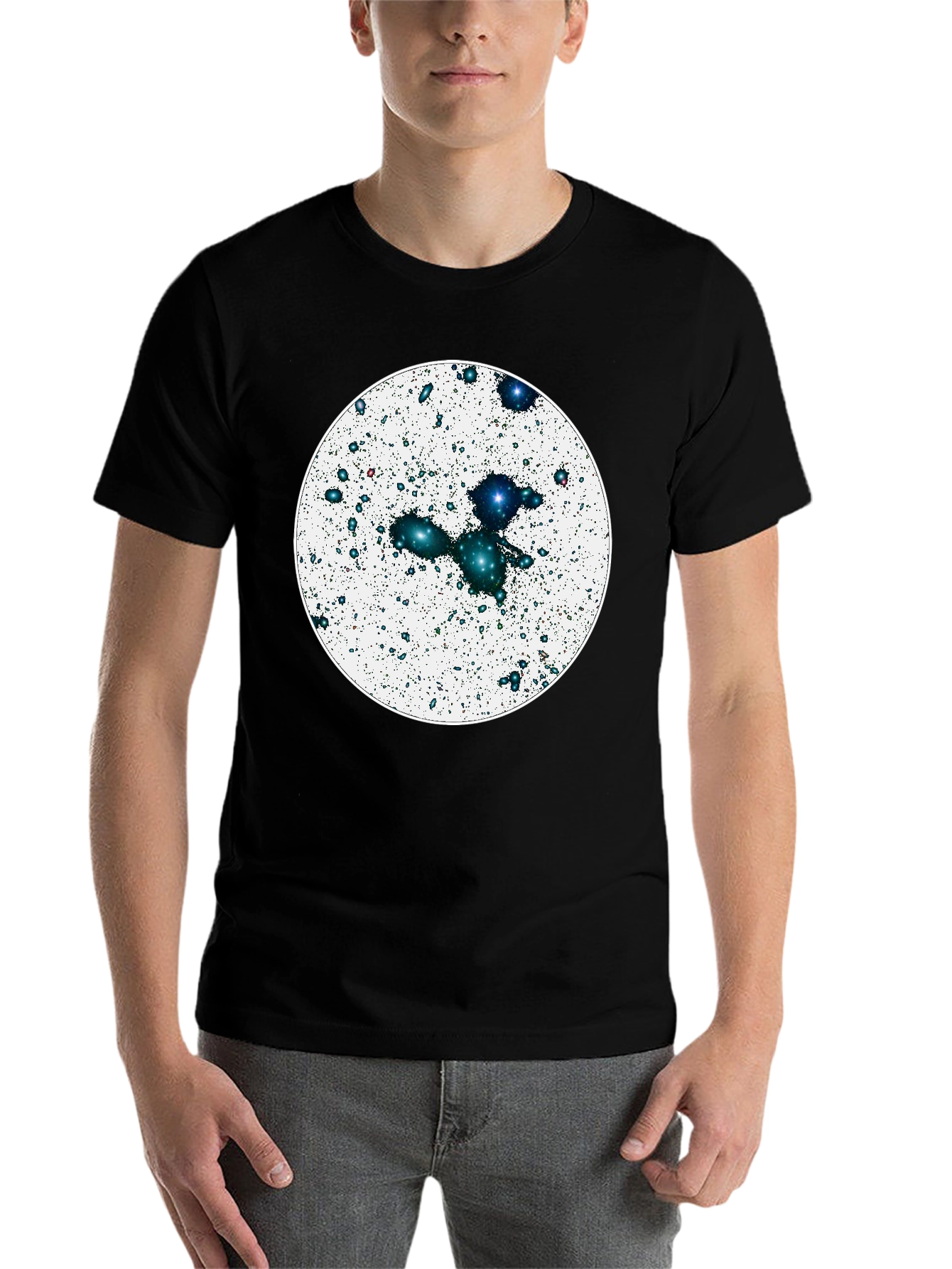 Black Cosmic Galaxy Graphic Tee - Black Cotton Blend view 7