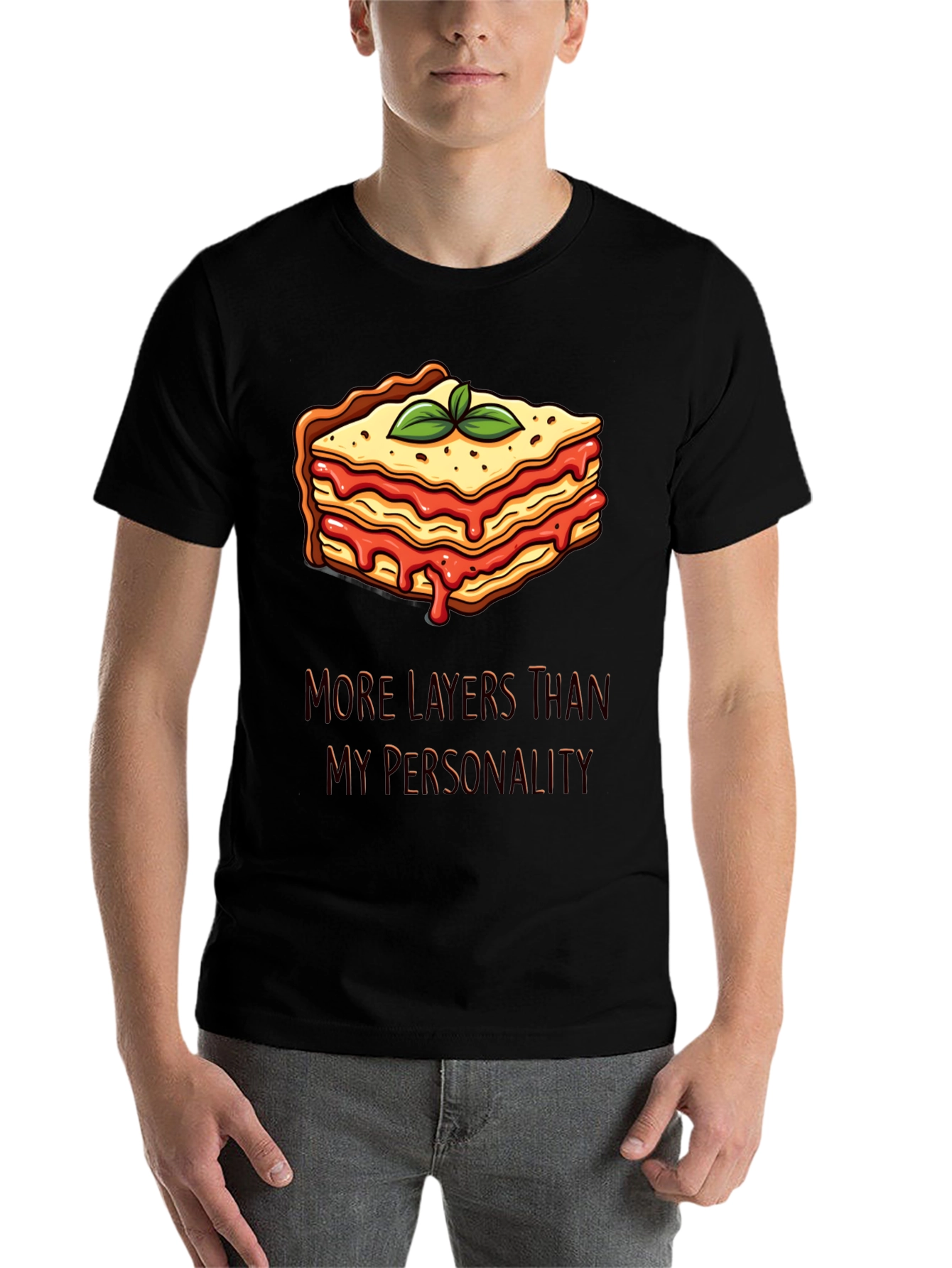 Black Lasagna Layers T-Shirt Funny Foodie Tee view 7