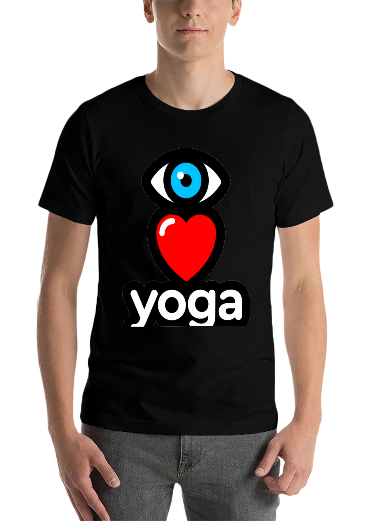 Black Eye Heart Yoga Black Graphic T-Shirt view 7