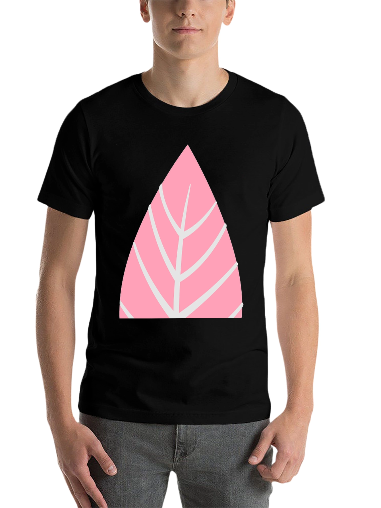 Black Pink Leaf Graphic Tee - Casual Style view 7
