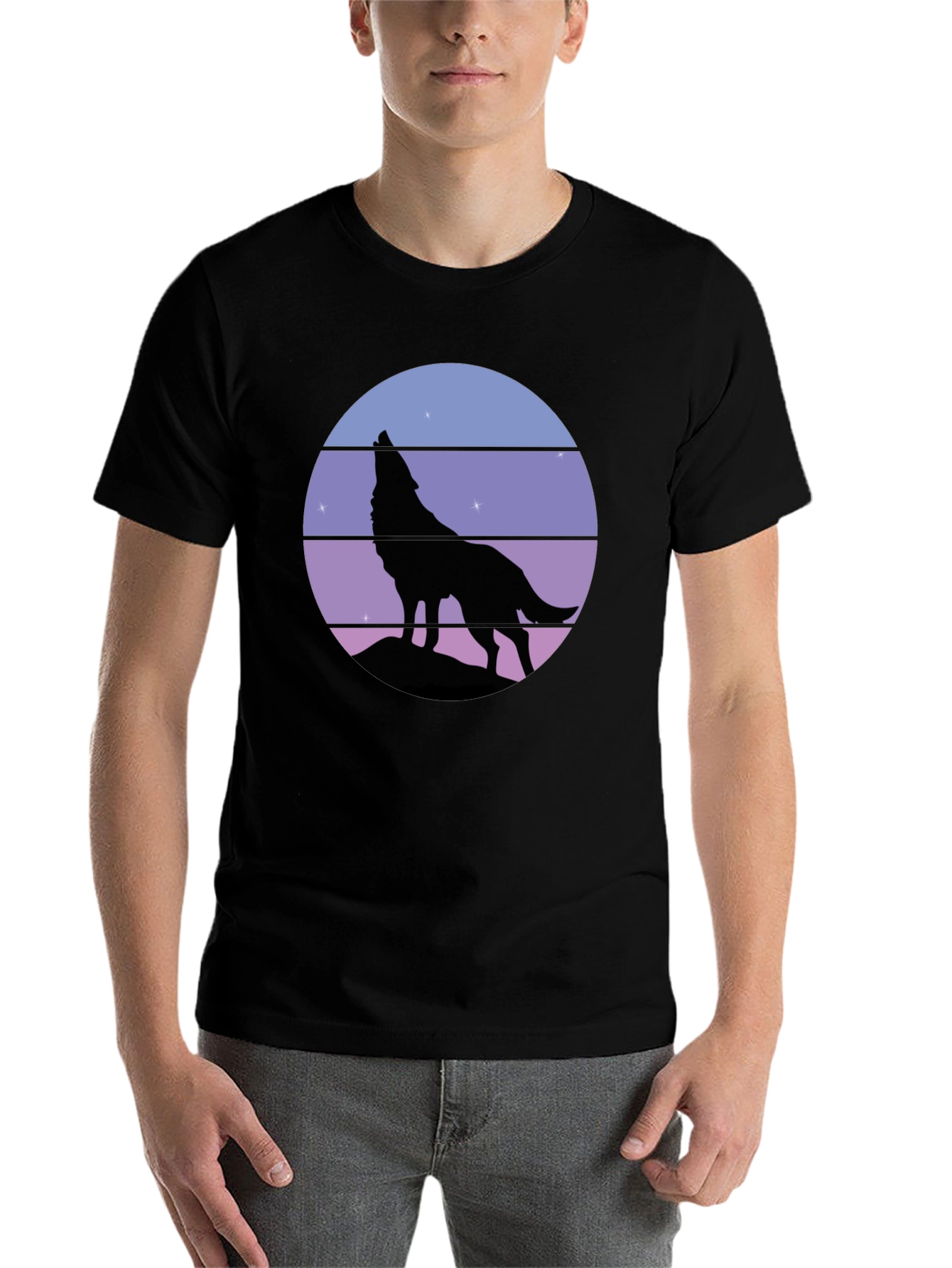 Wolf Howl Silhouette T-Shirt - Retro Style Tee - 7