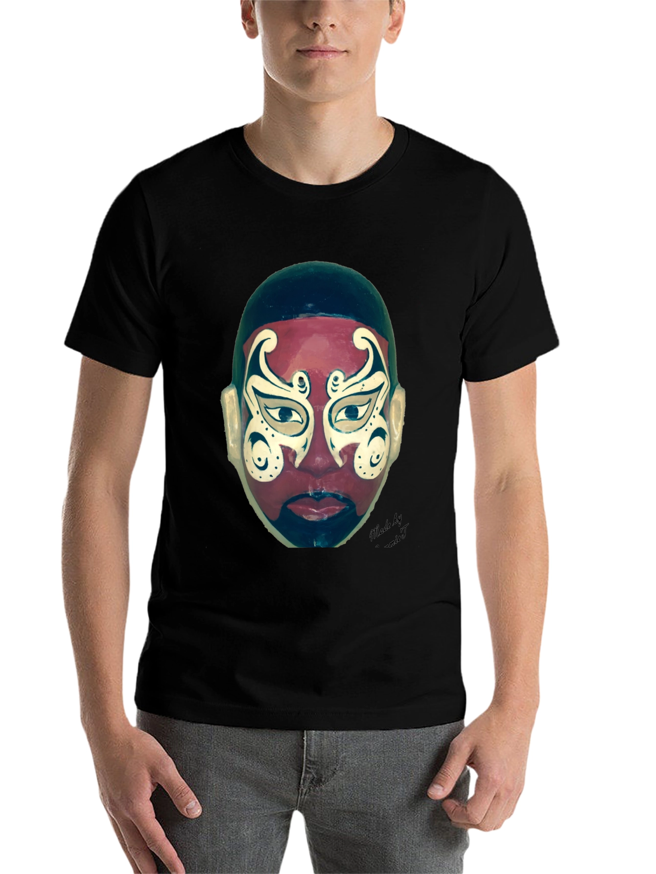 Black Unique Mask Graphic T-Shirt view 7