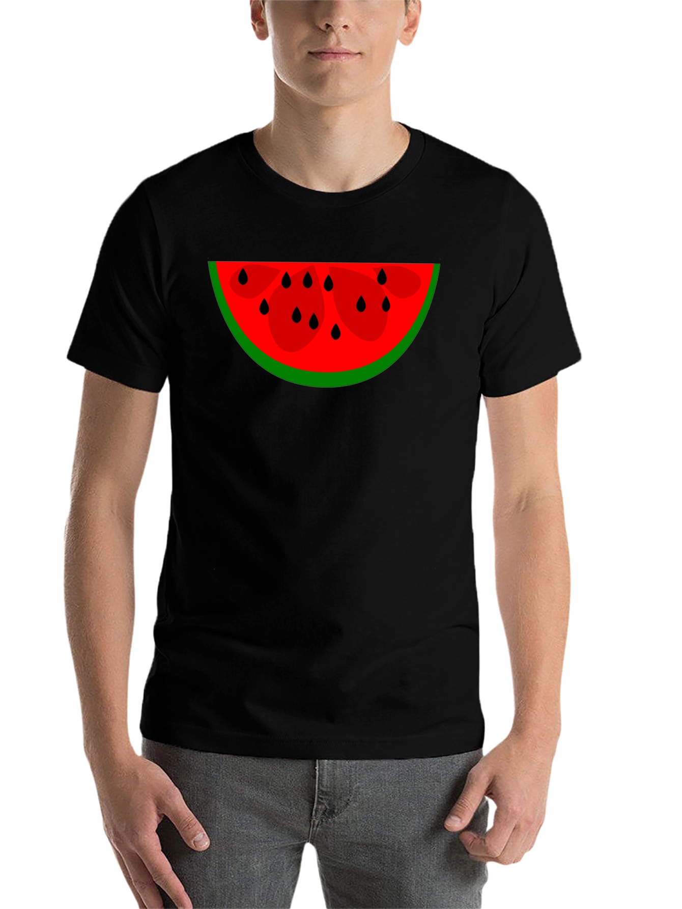 Black Watermelon Slice Graphic Tee - Black Cotton Blend view 7