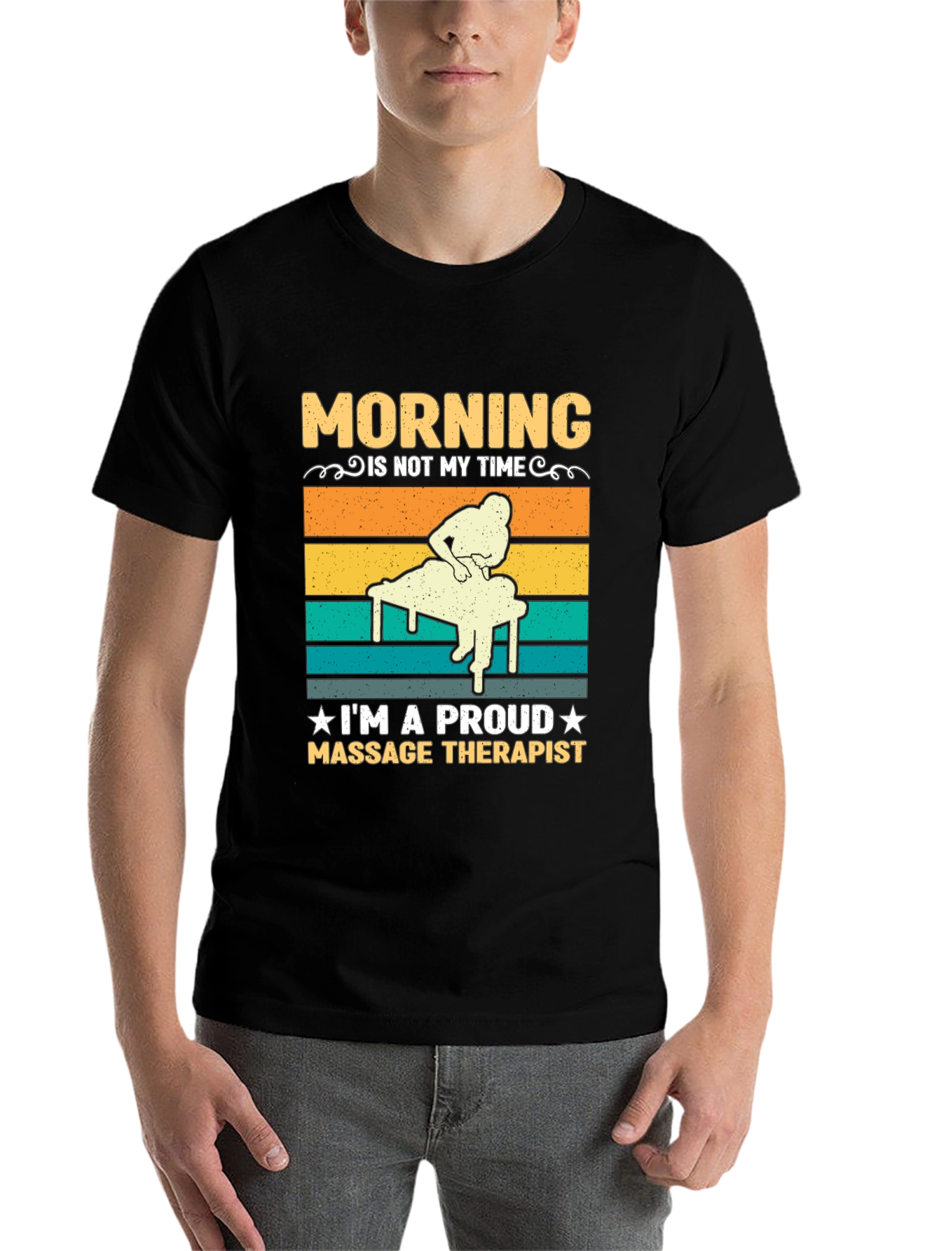Black Massage Therapist T-Shirt - Morning Not My Time view 7