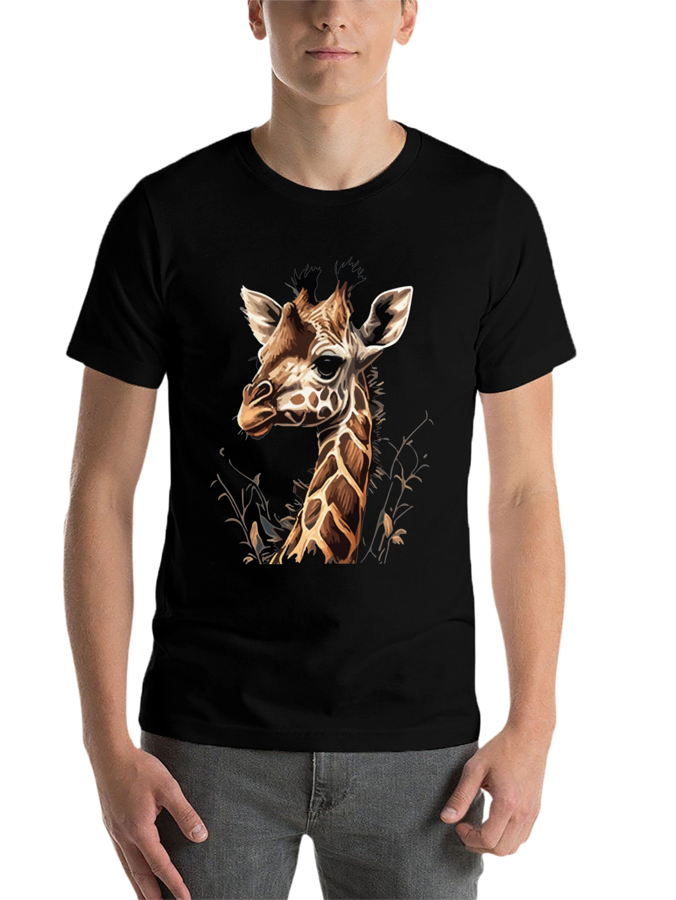 Black Giraffe Graphic Tee - Unique Animal Print T-Shirt view 7