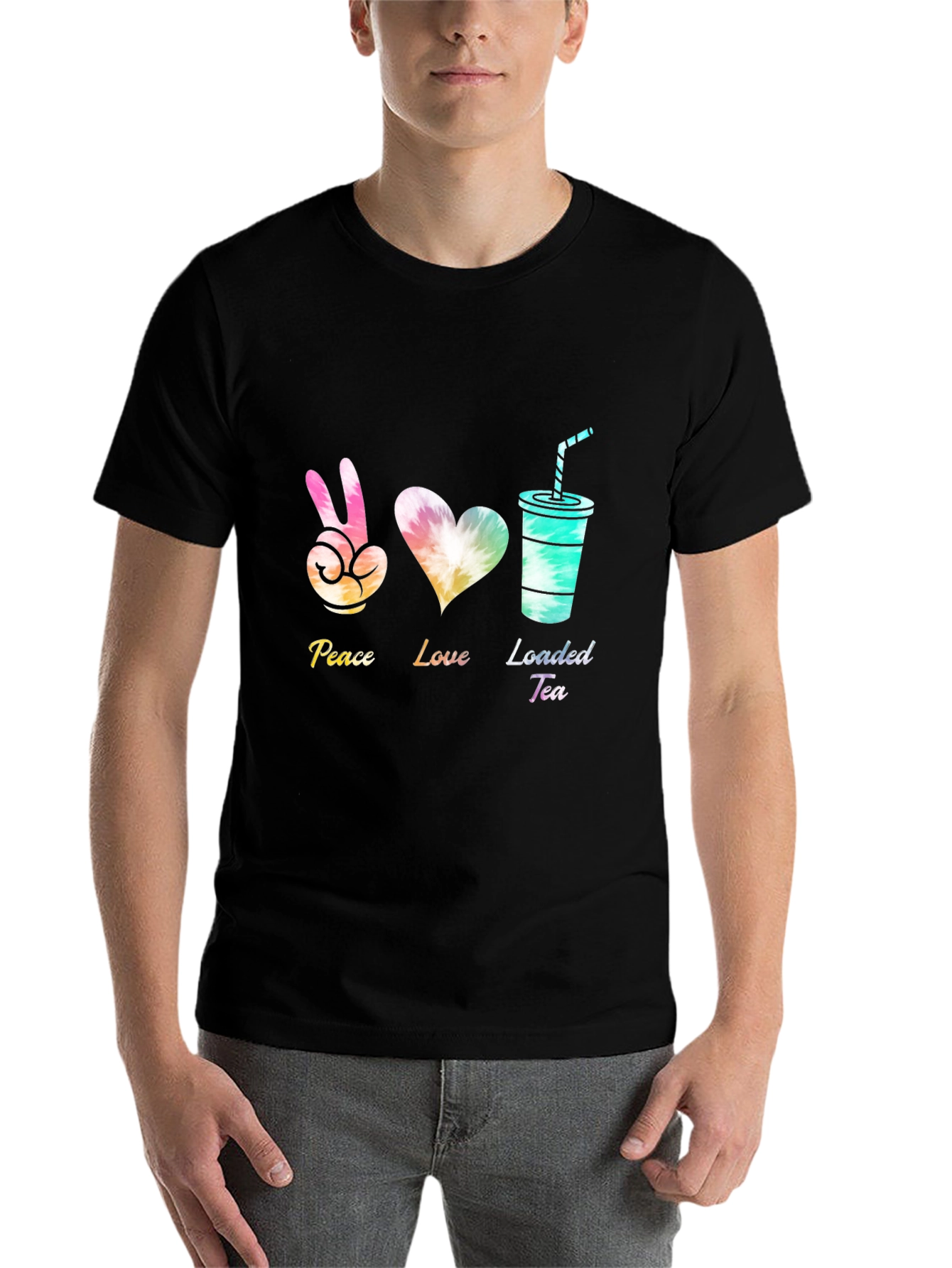 Black Peace Love Loaded Tea Black T-Shirt view 7
