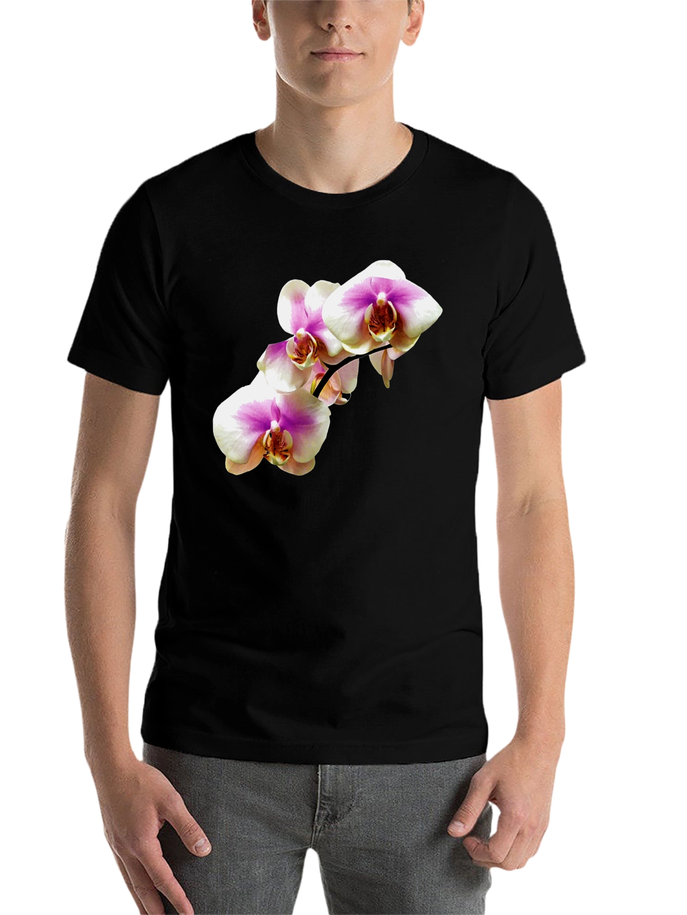 Black Orchid Flower Graphic Tee - Stylish Casual Wear view 7