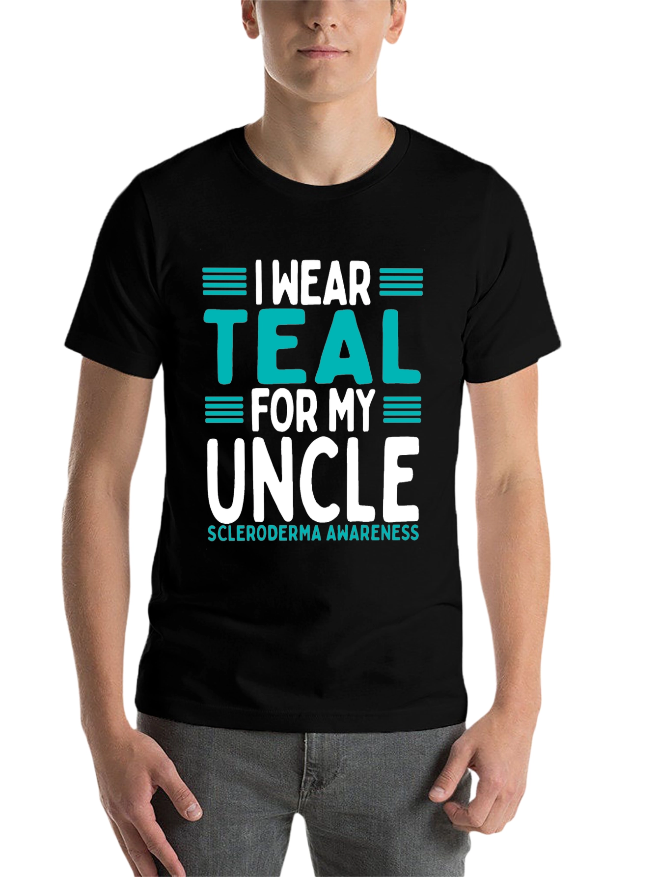 Black I Wear Teal For My Uncle T-Shirt Scleroderma Awareness Tee view 7
