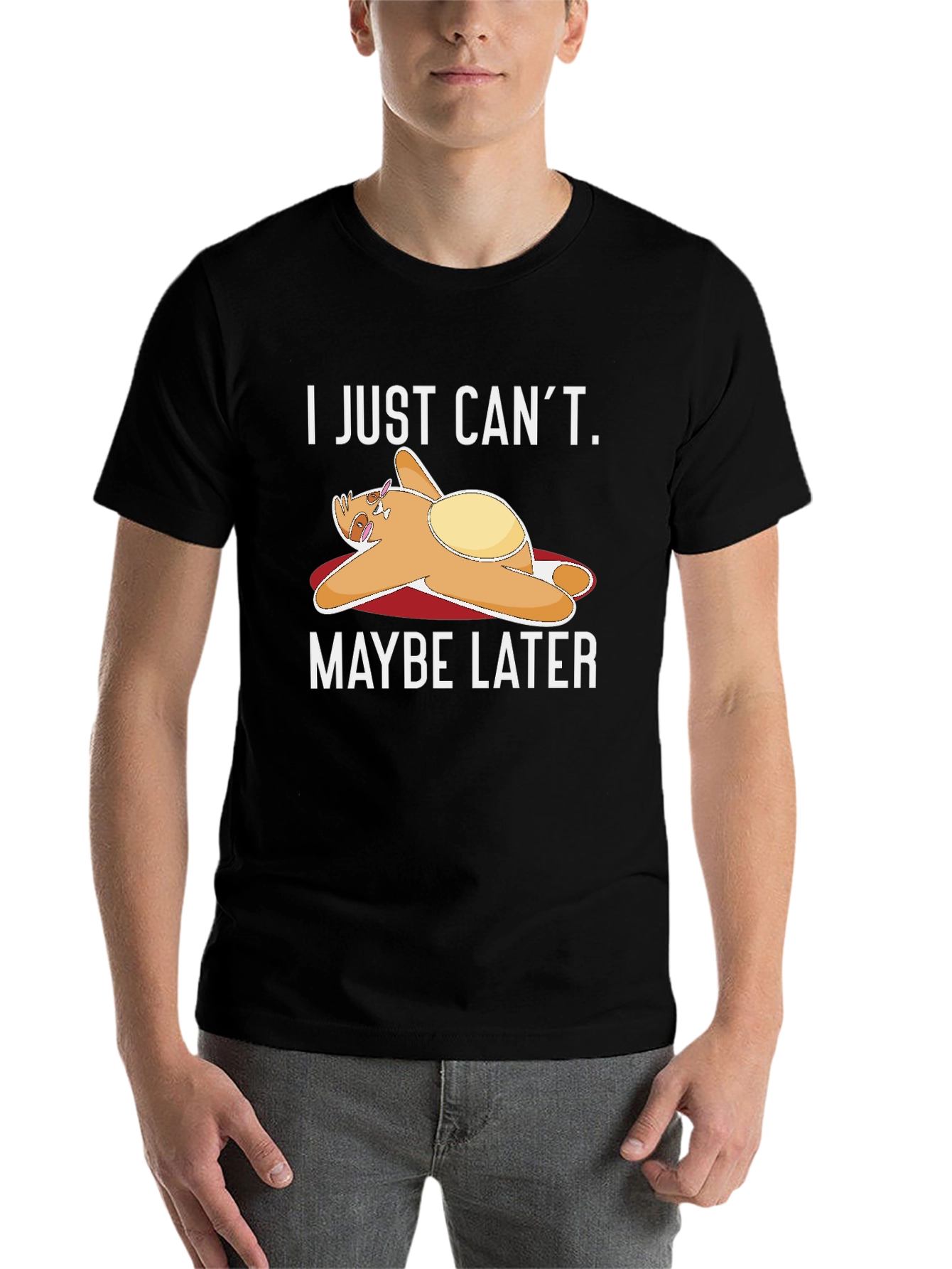 Black Lazy Sloth T-Shirt - "I Just Can't. Maybe Later" view 7