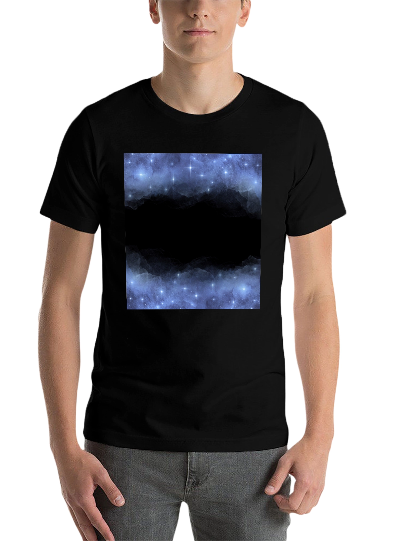 Black Starry Night Sky Black T-Shirt view 7