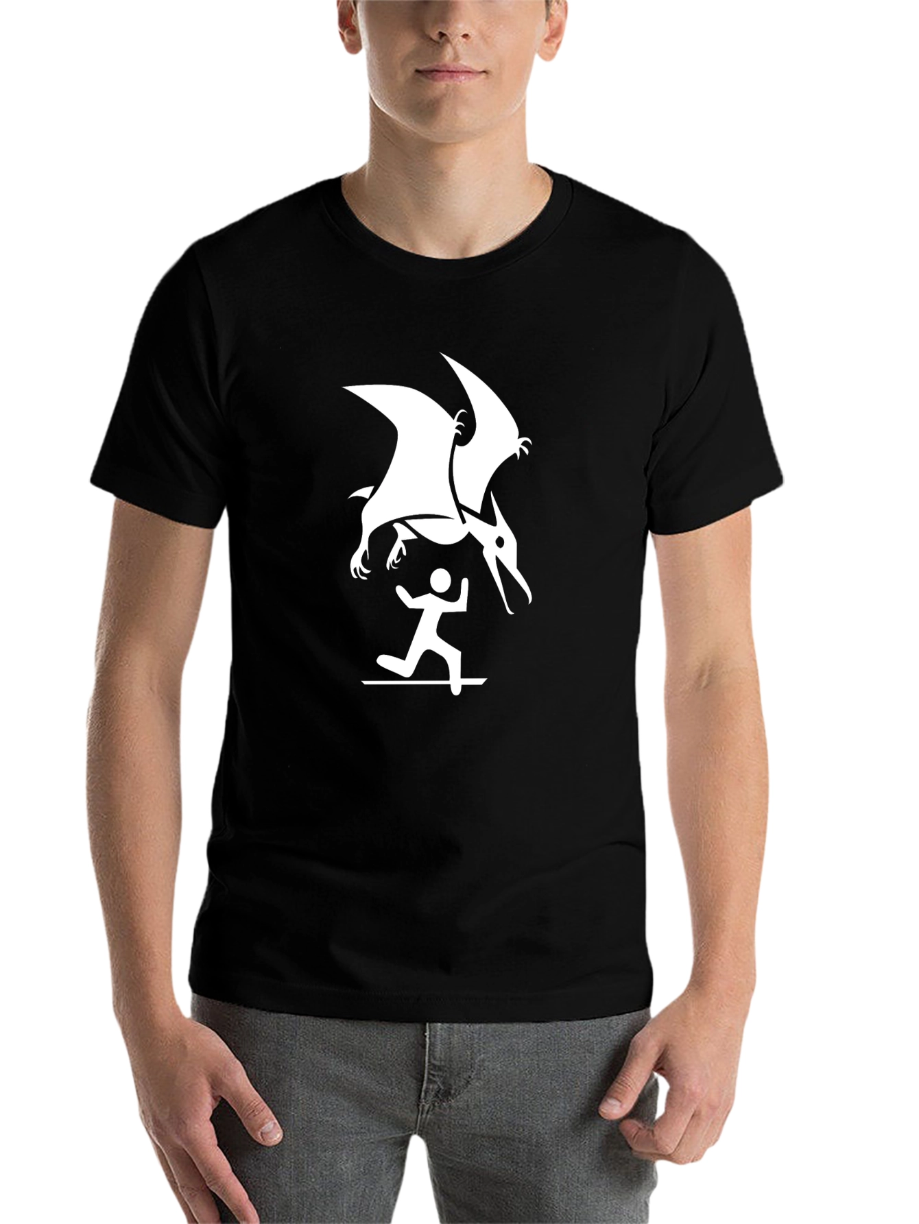 Black Pterodactyl Attack Graphic Tee - Black view 7