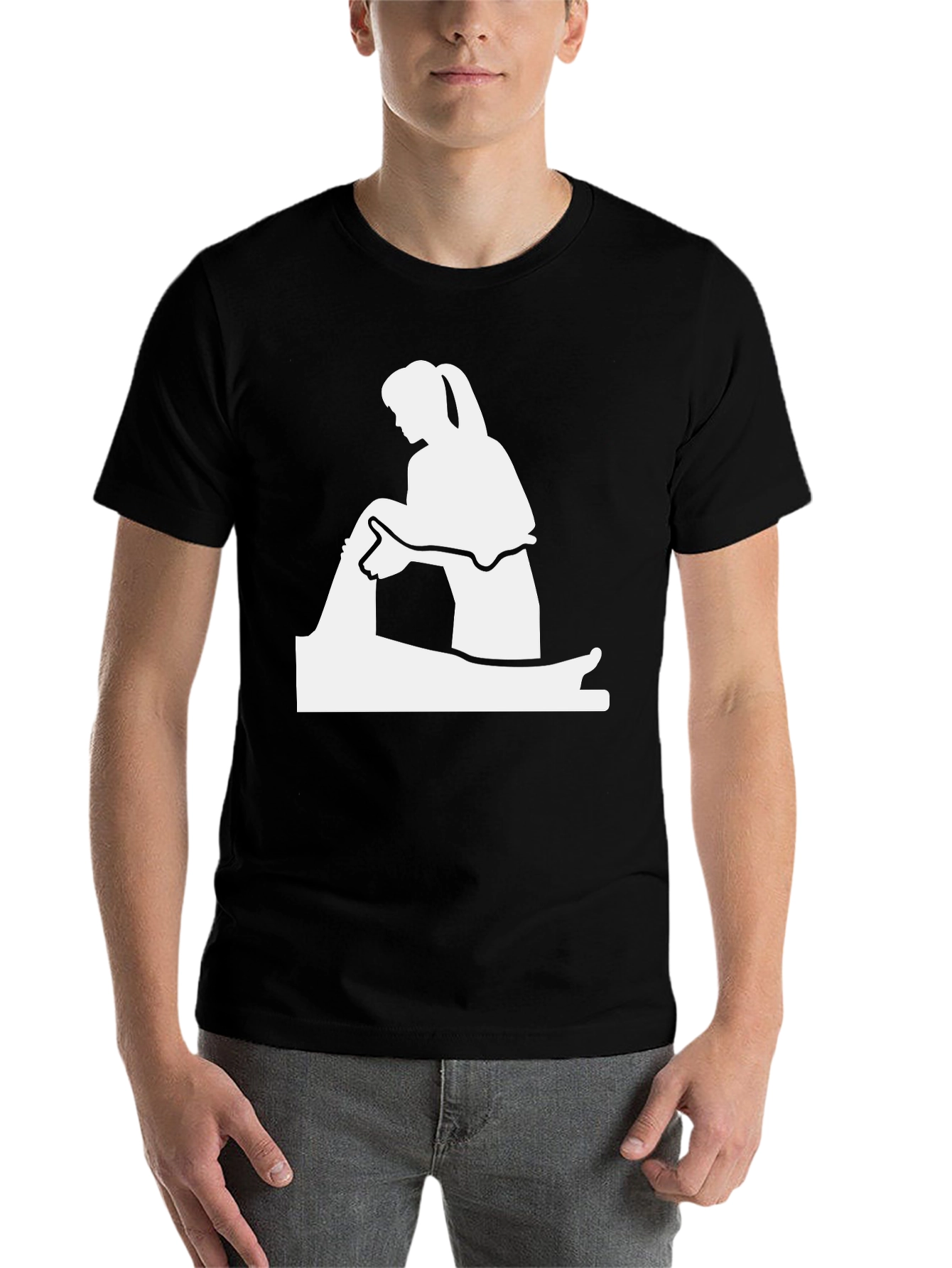 Black Massage Therapy T-Shirt - Black Cotton Tee view 7